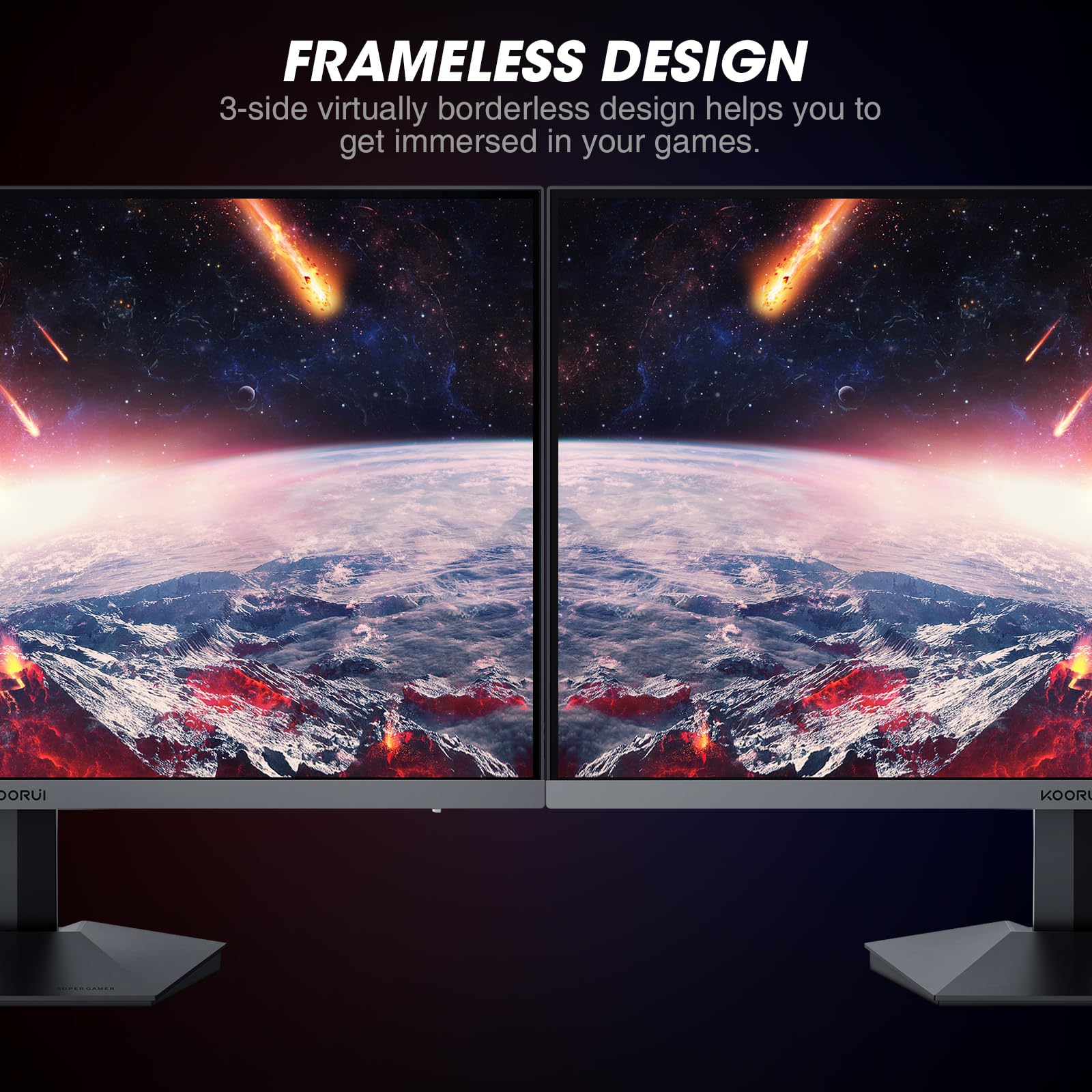 KOORUI 27" FHD Gaming Monitor, 240Hz, 1ms, Adaptive Sync, HDMI 2.0/DP 1.4, Black, Model GN02