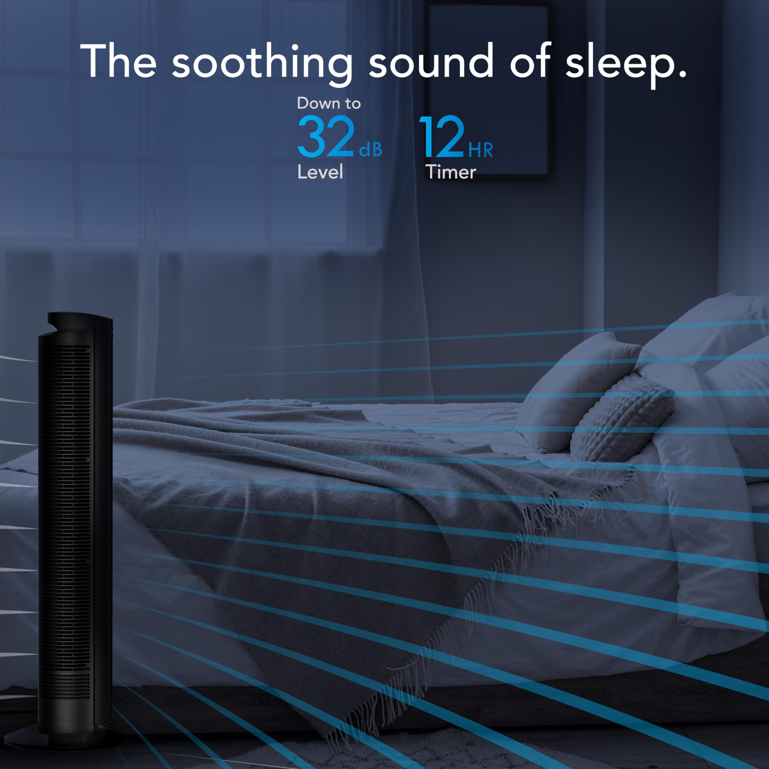 Vornado Ozi42Dc Tower Fan With Remote And Timer, Oscillating Standing Fan For Bedroom, Variable Speed For Precise Control, Energ