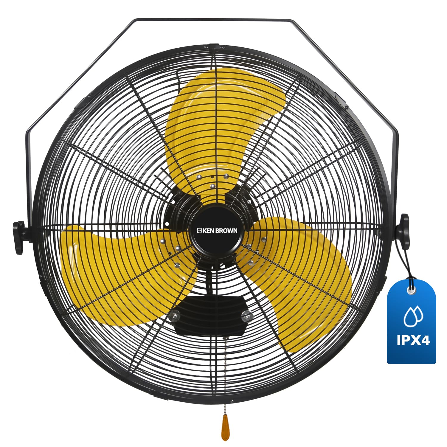 KEN BROWN 20 Inch Outdoor Wall Mount Fan, 3-speed IPX4 Waterproof, Max. 4,650 CFM Wall Mounted Fan for Outdoor, Commercial, Resi