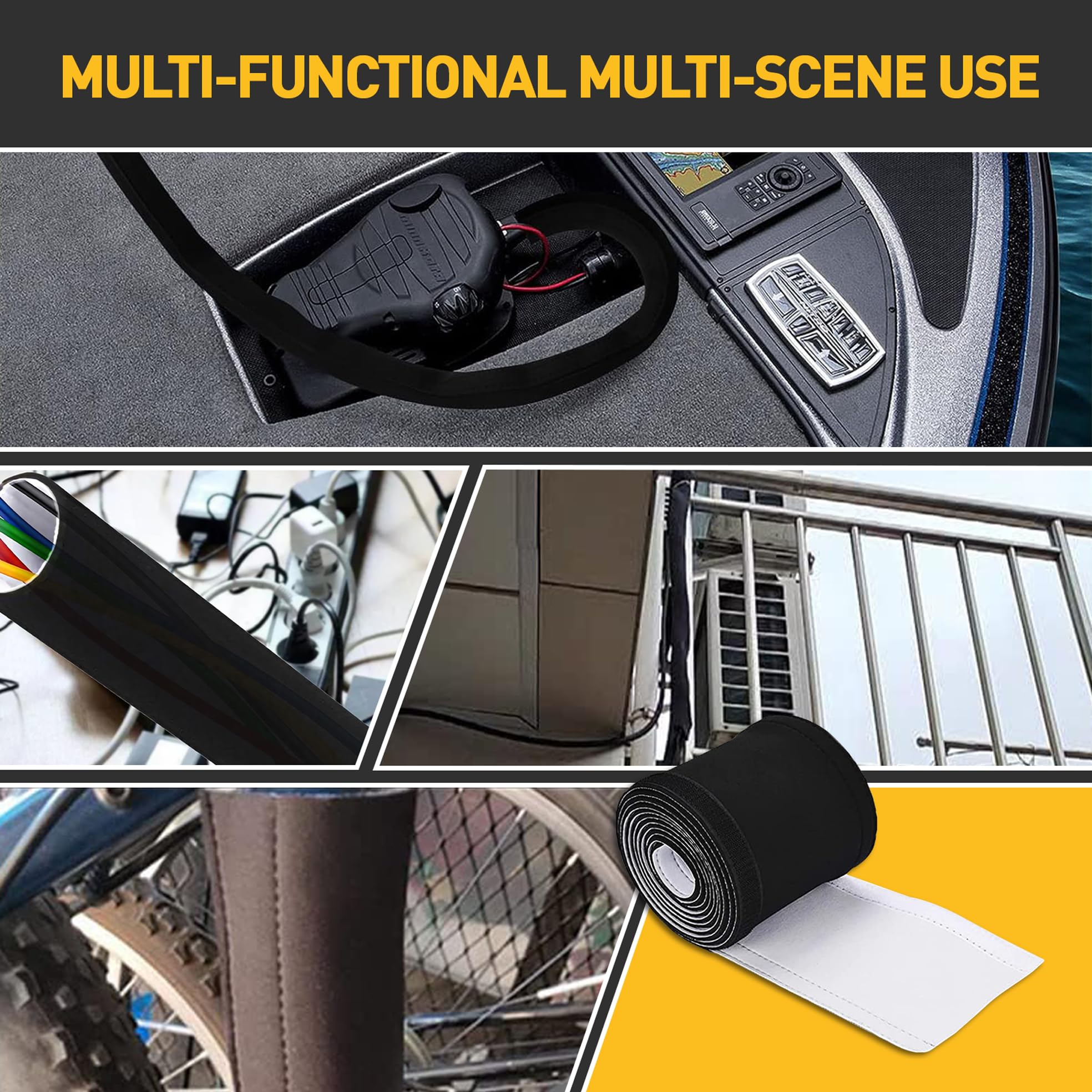 Trolling Motor Cable Sleeve, 60'' Neoprene Cable Sleeve For Trolling Motor Wire, Protect And Manage Trolling Motor Cables, Black