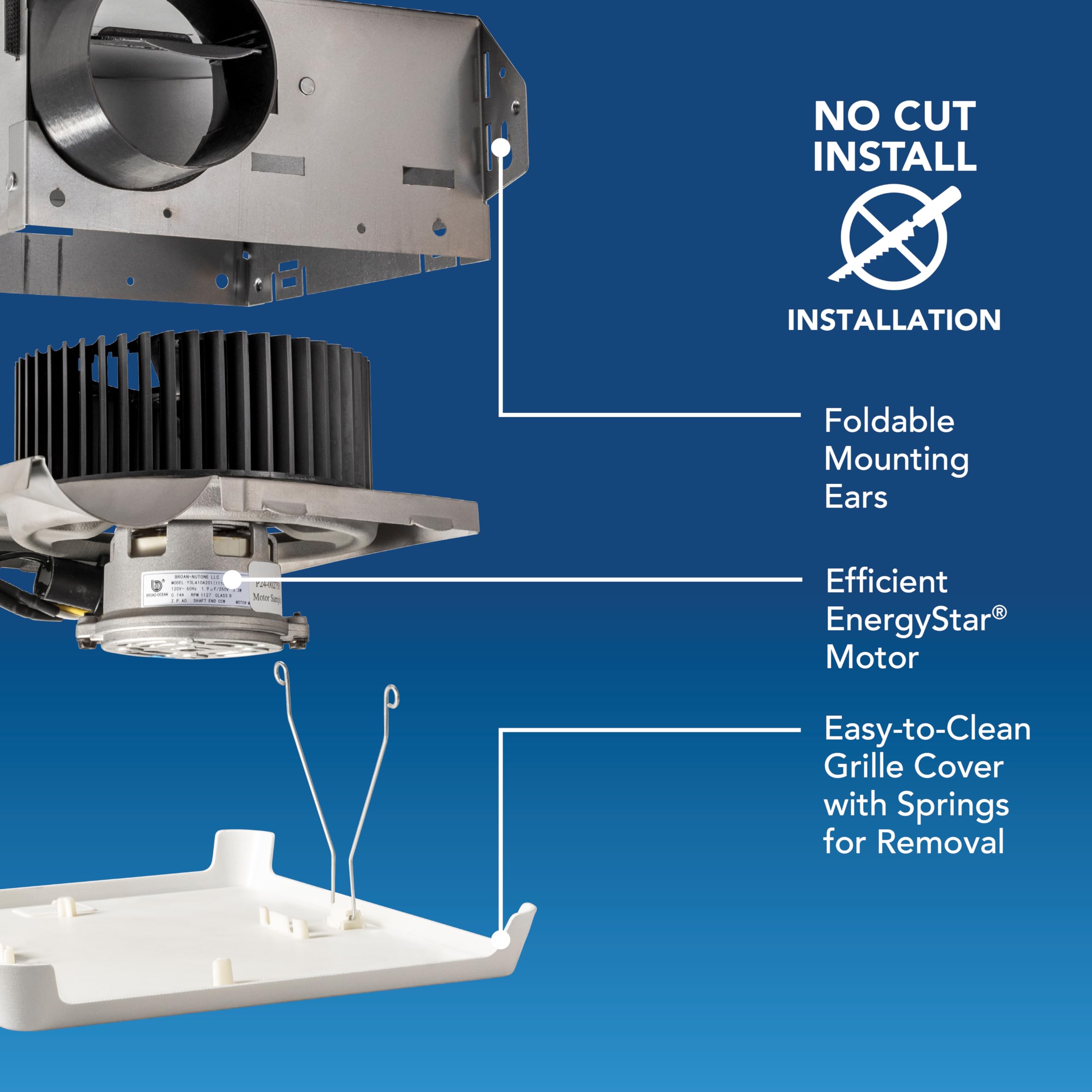 Broan Nutone 688E Bathroom Exhaust Fan, 50 Cfm Energy Star Exhaust Fan, 2.0 Sones