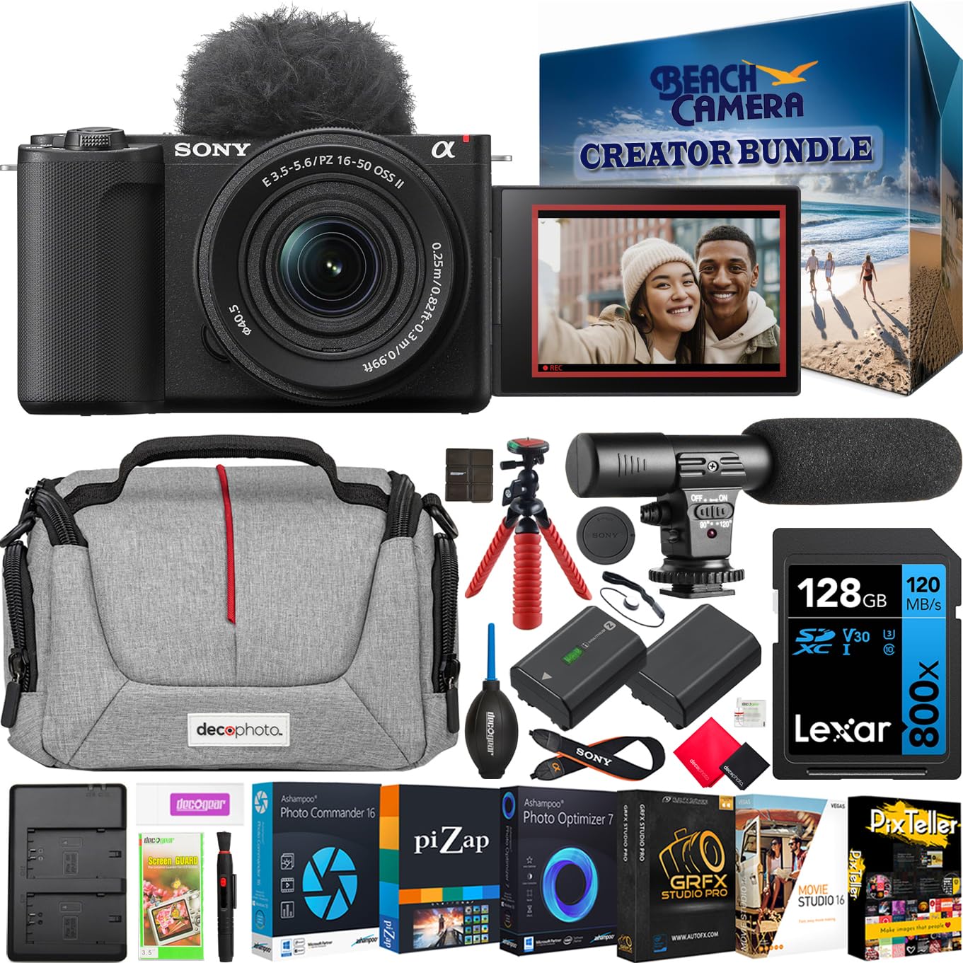 Sony ZV-E10 II Mirrorless Alpha APS-C Camera Body + 16-50mm F3.5-5.6 OSS II Zoom Lens Black ZVE10M2KB Content Creators Bundle wi