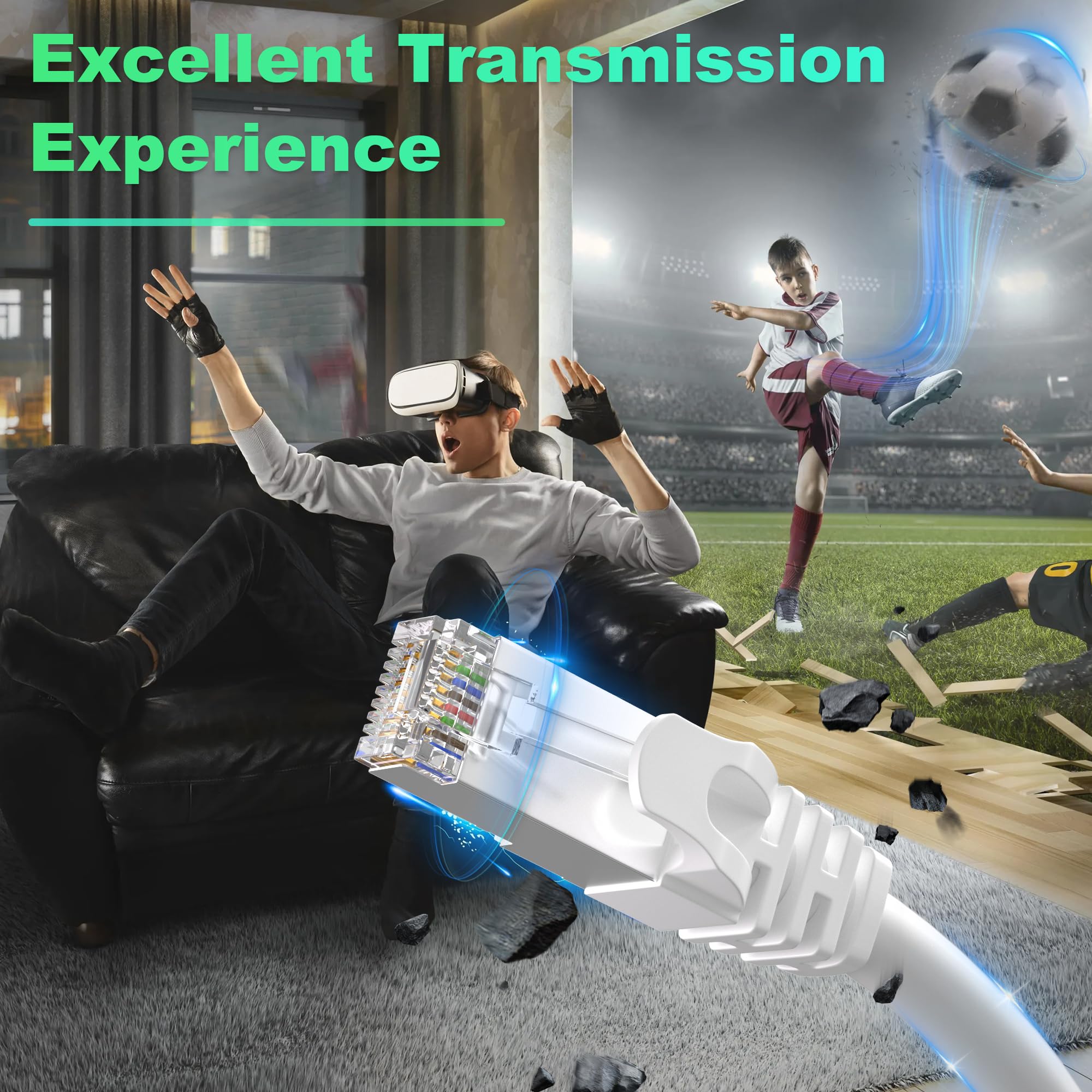 Cat 6 Shielded Ethernet Cable 50Ft, 23 Awg Cat 6 Patch Cable, High Speed Cat6 Rj45 Lan Network Cables For Router, Gaming, Modem