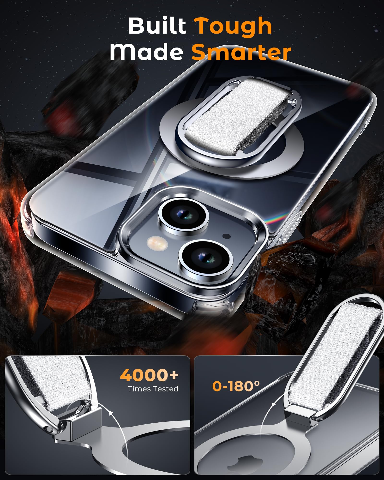 Shields Up For Iphone 15 Case With Stand, 15 Phone Case Clear With Ring Holder & Phone Grip [Compatible With Magsafe] Shockproof