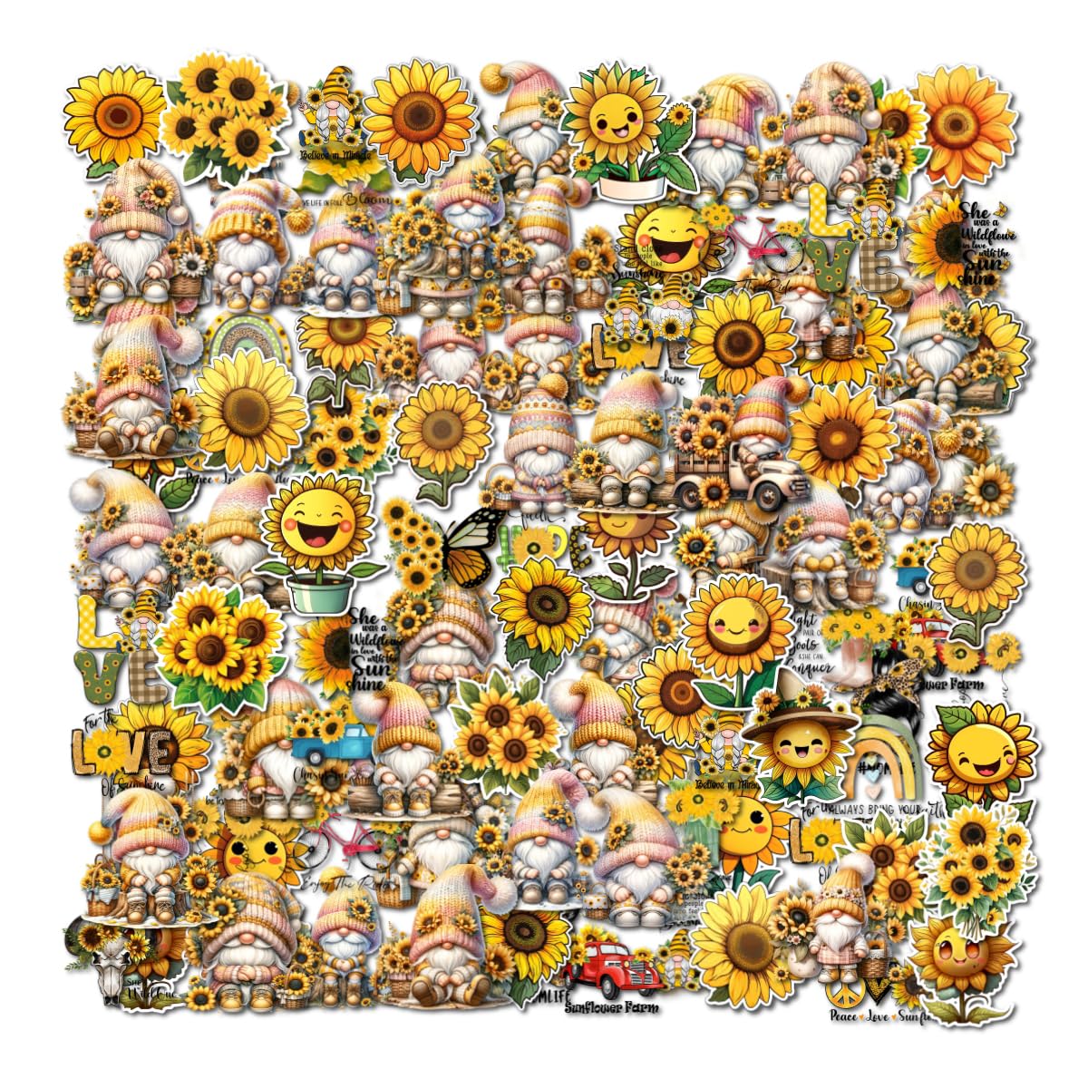 Vaaimai 70 Pcs Sunflower Stickers For Teens Kids Boys Girls For Journals Scrapbook Diy Crafts Waterbottles Notebook Laptop Phone