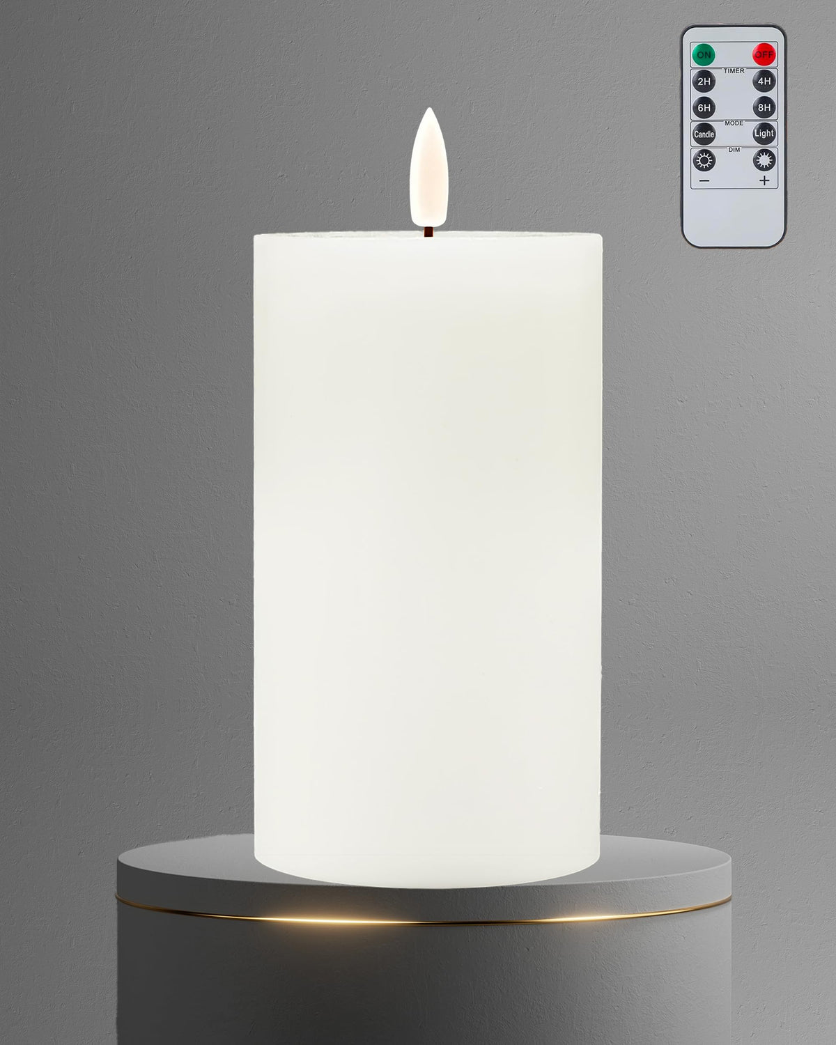 Gmnee 4''X12'' Flickering Flameless Candles With Remote Timer, 4'' Diameter Extra Large White Pillar, Wax, 1 Pack Tall Battery O