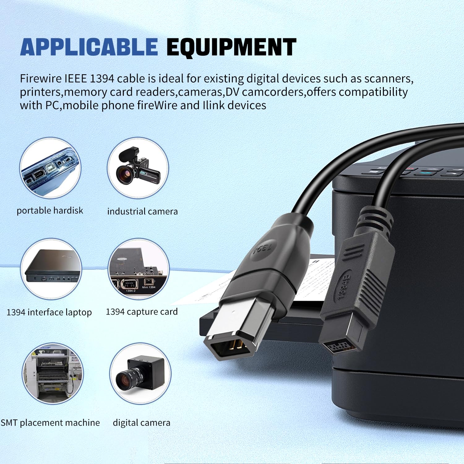 Lbsc 9 Pin To 6 Pin High Speed Firewire Cable Ilink Dv Cable Firewire 800 To 400 Ieee 1394 Cord For Mac Pro, Macbook(6Ft, 9Pin F