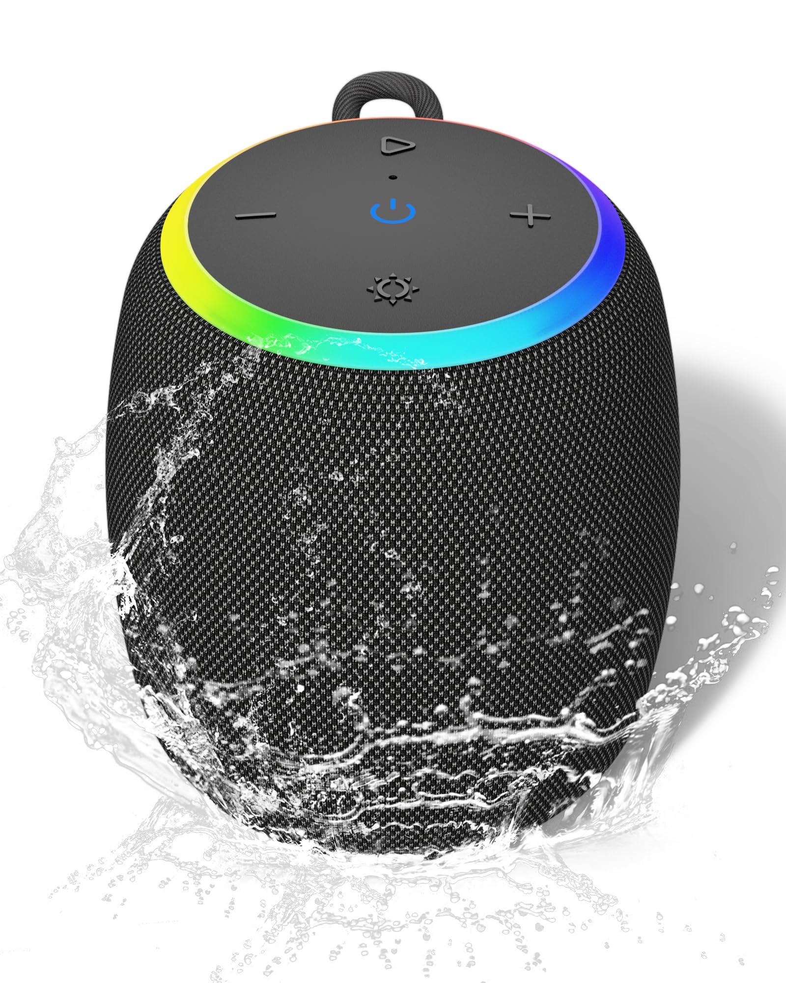 Zicoroop Bluetooth Speakers,Portable Wireless Speaker With 15W Stereo Sound, Ipx6 Waterproof Speaker With Led Light, Bluetooth T