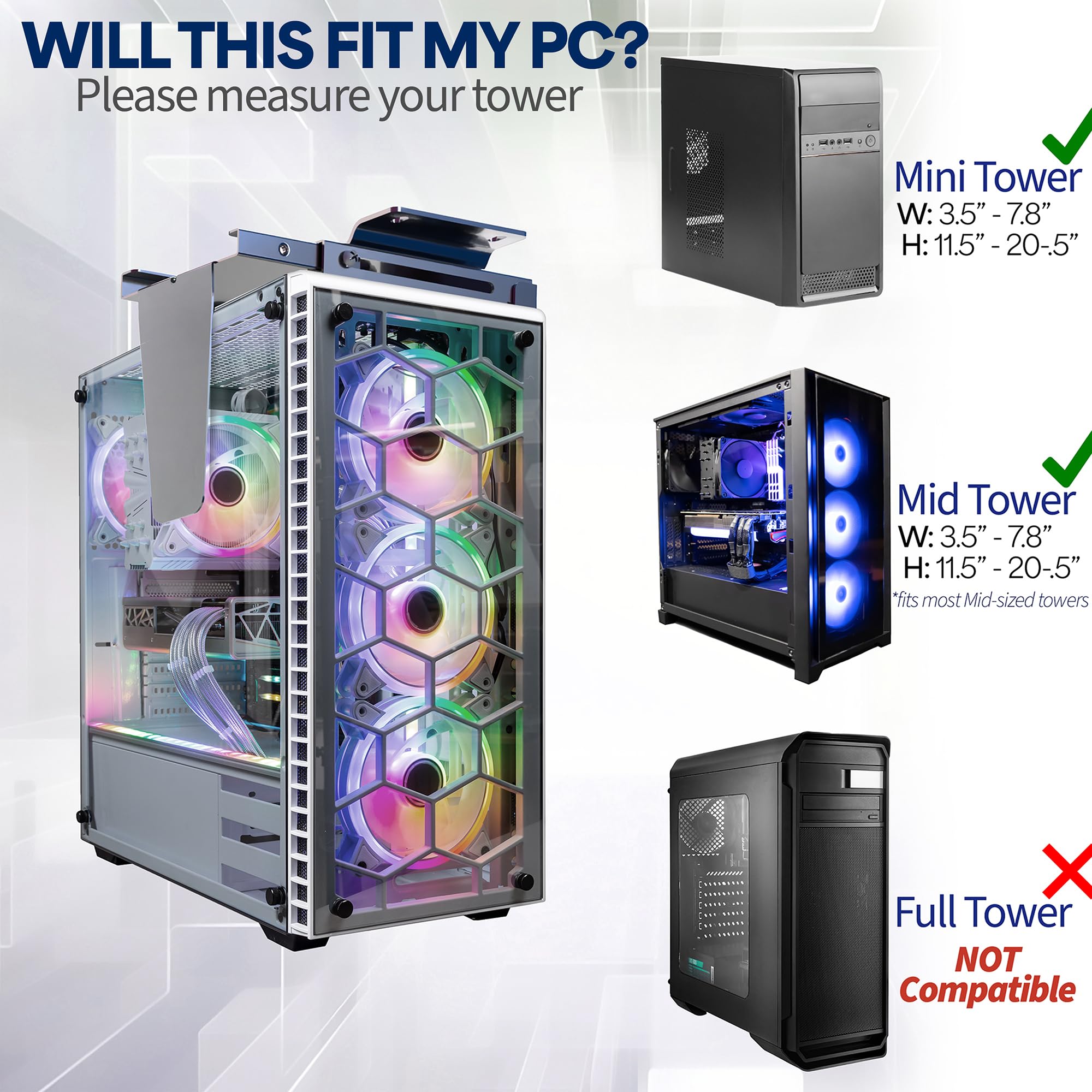 VIVO Adjustable Under Desk and Wall PC Mount, Computer Case CPU Holder with Swivel Action and Secure Locking, Black, MOUNT PC01