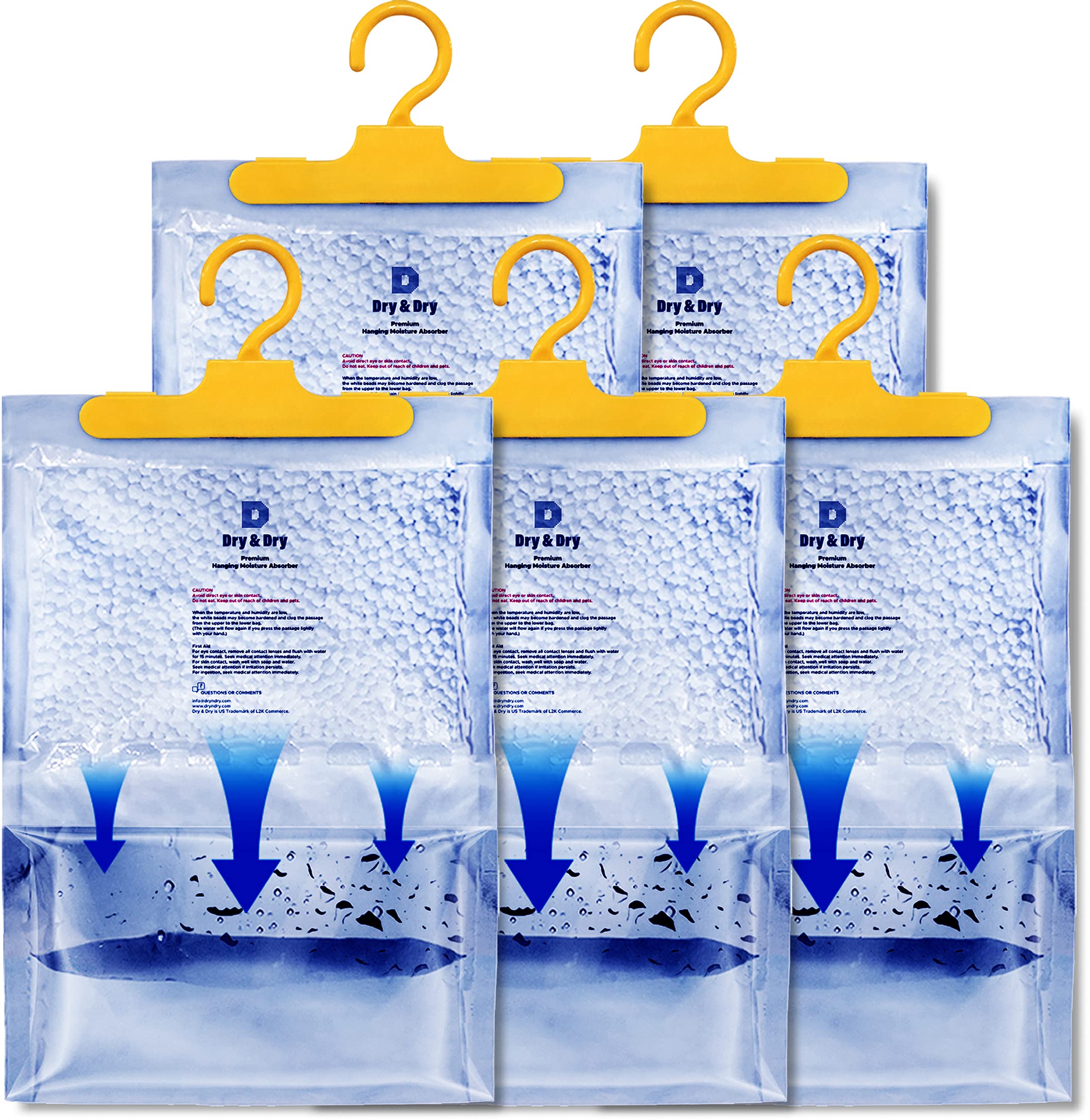 Dry & Dry 5 Pack[14 Oz] Premium Moisture Absorbers Dehumidifiers For Home Dehumidifier For Basement Dehumdifiers For Bedroom Sma