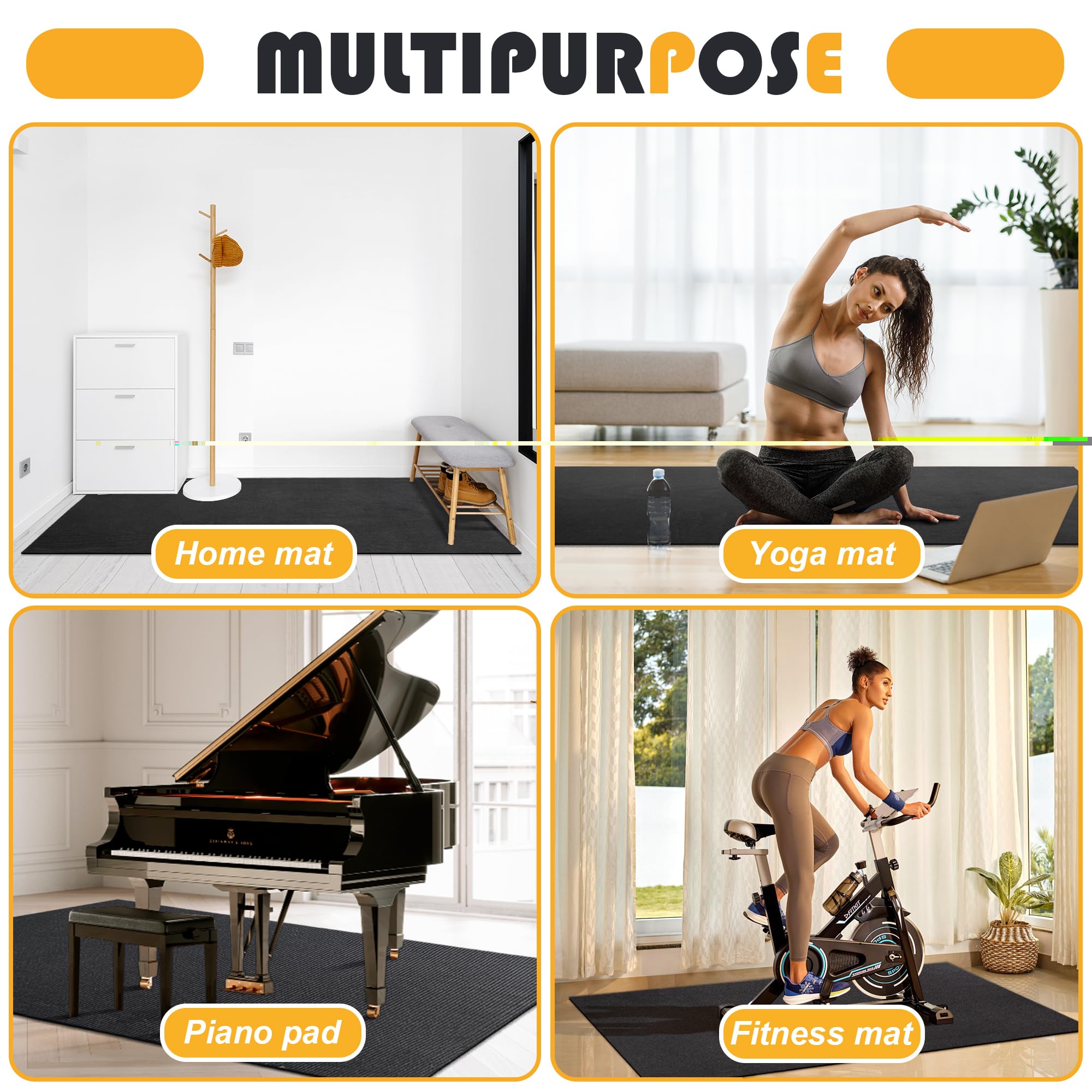 Invech 4 X 5.3 Ft Drum Rug, Drum Mat With Non Slip Grip Bottom, Soundproof Drum Floor Mat For Electrical Drum, Drum Accessories