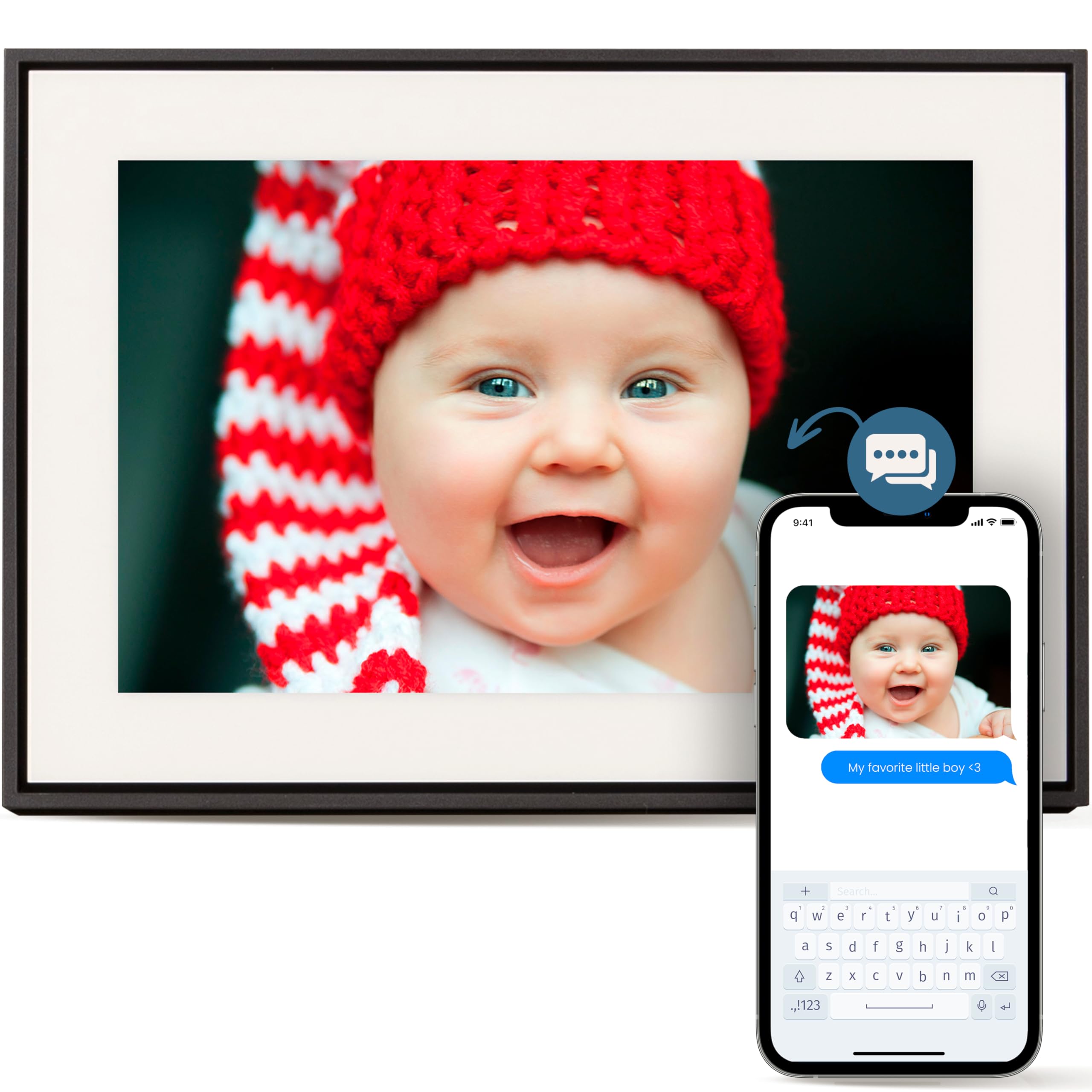 Loop Wi Fi Digital Picture Frame With Touch Screen, 10 Inch Display, The Only Frame To Offer Text Message Photos Direct To Frame