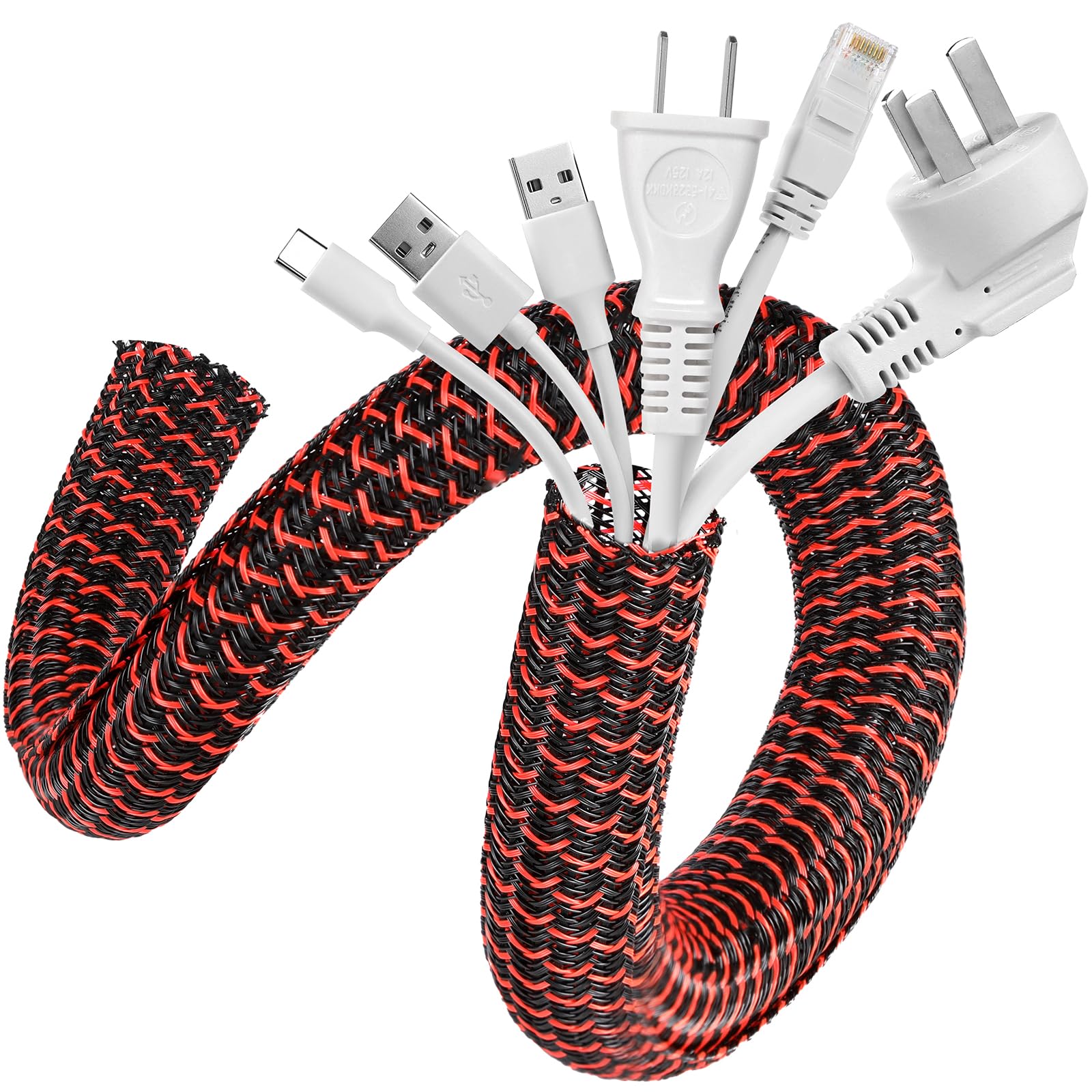 Agptek Cable Sleeve Cover, 10Ft   1.2 Inch Cord Management Wire Organizer Under Desk, Home Office Computer Wire Cover Hider Cord