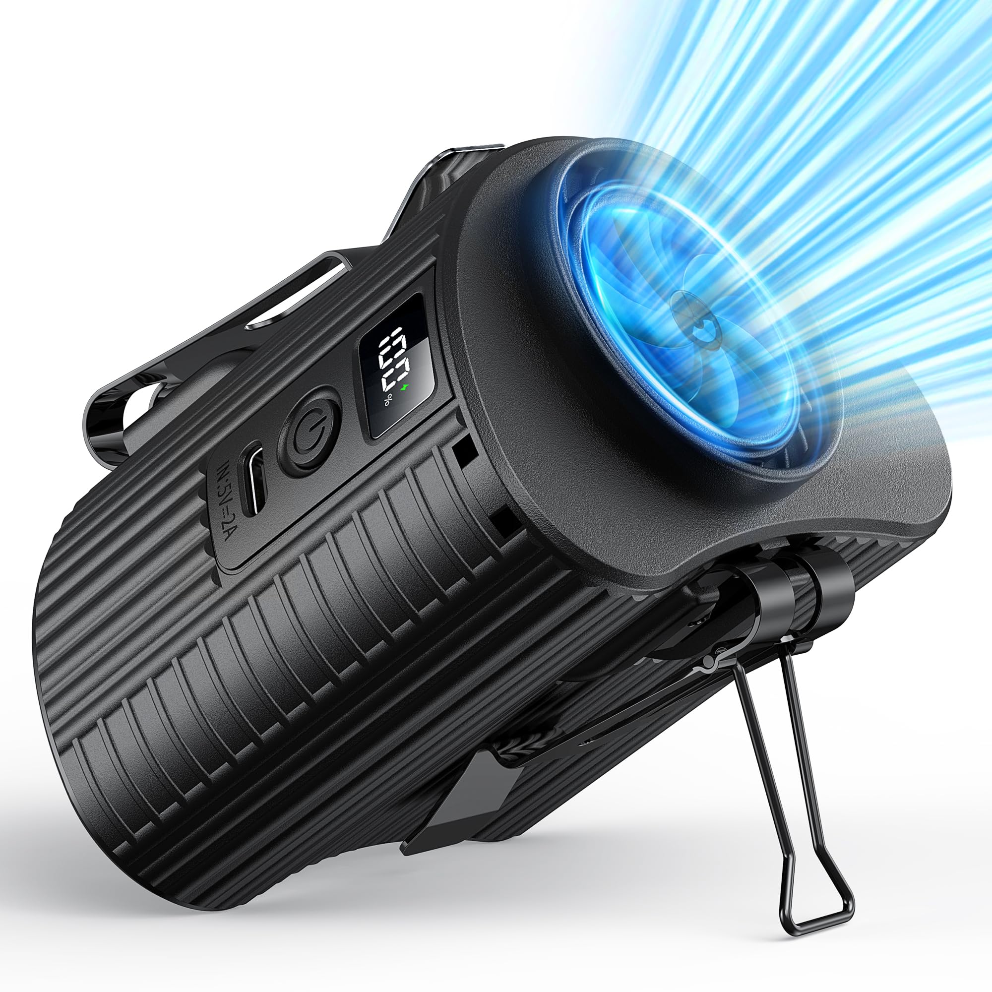 AMACOOL Portable Waist Fan, 11000RPM Strong Airflow with 5 Speeds, 20Hrs Cooling, Personal Waist Clip Fans, Hands-Free Shirt Fan