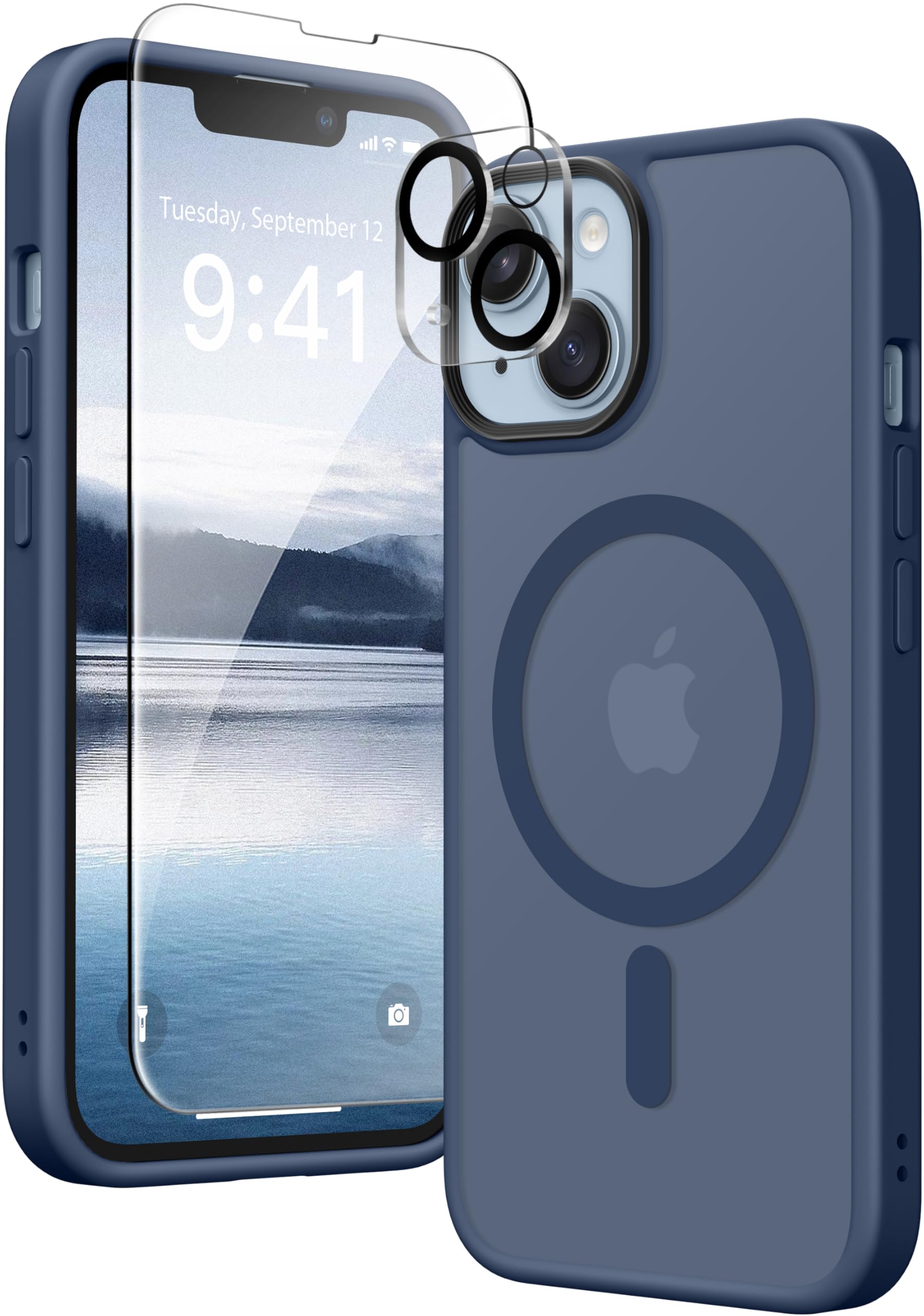 Gonez Magnetic For Iphone 14 Case,Compatible With Magsafe,[2 Screen Protector & 2 Camera Cover][Anti Fingerprint] Slim Transluce