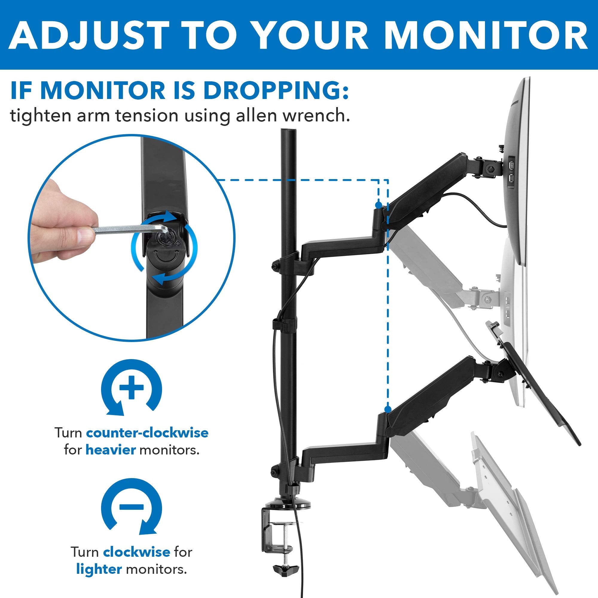 MOUNT IT! Sit Stand Monitor Desk Mount [Fits 32' Screens] Height Adjustable, Full Motion Articulating Arm with Keyboard Tray and Cable Management (Black)