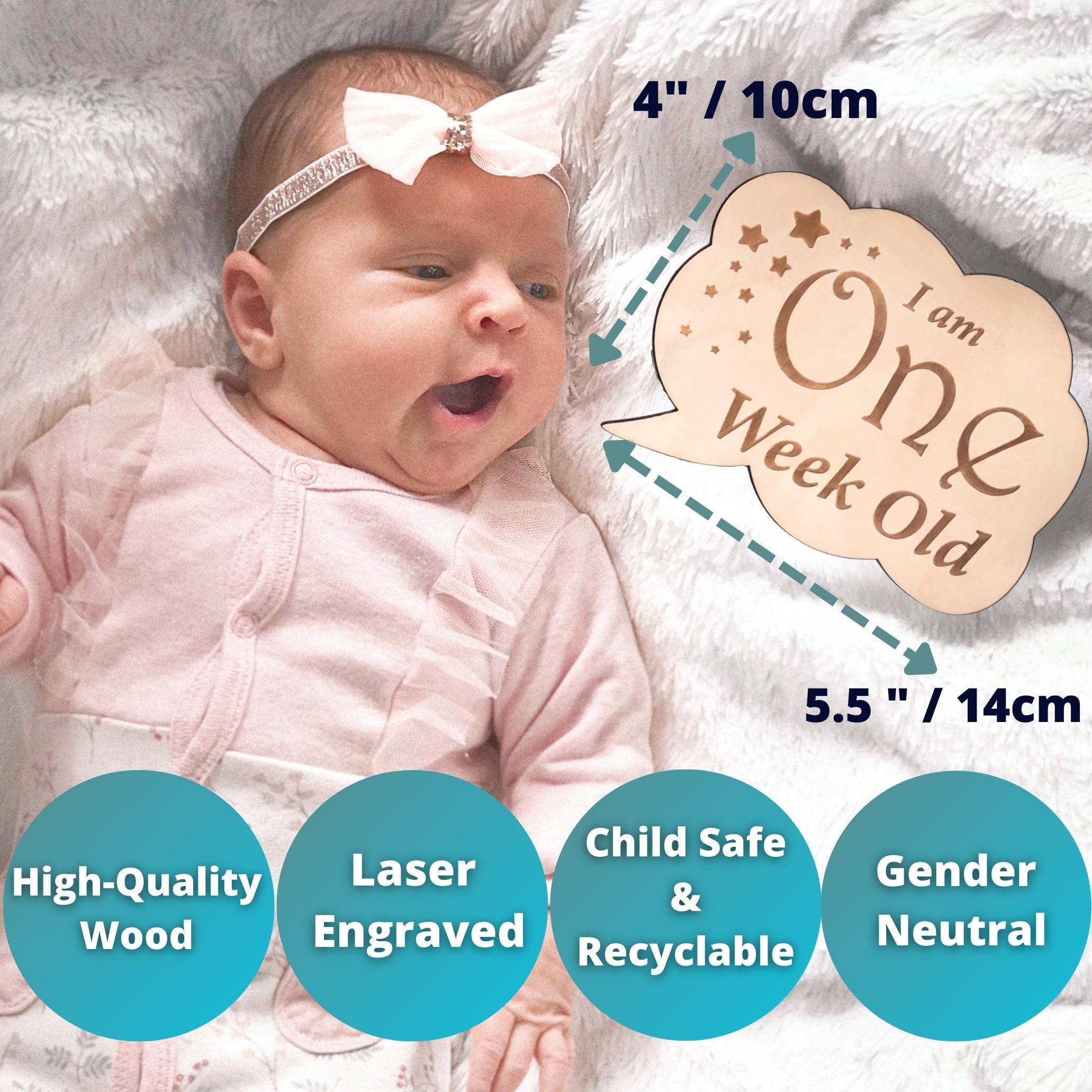 Heart'S Sign 24 Designs Monthly Baby Milestone Cards   Baby Monthly Milestone Wood Discs | Baby Months Signs | Baby Milestone Di