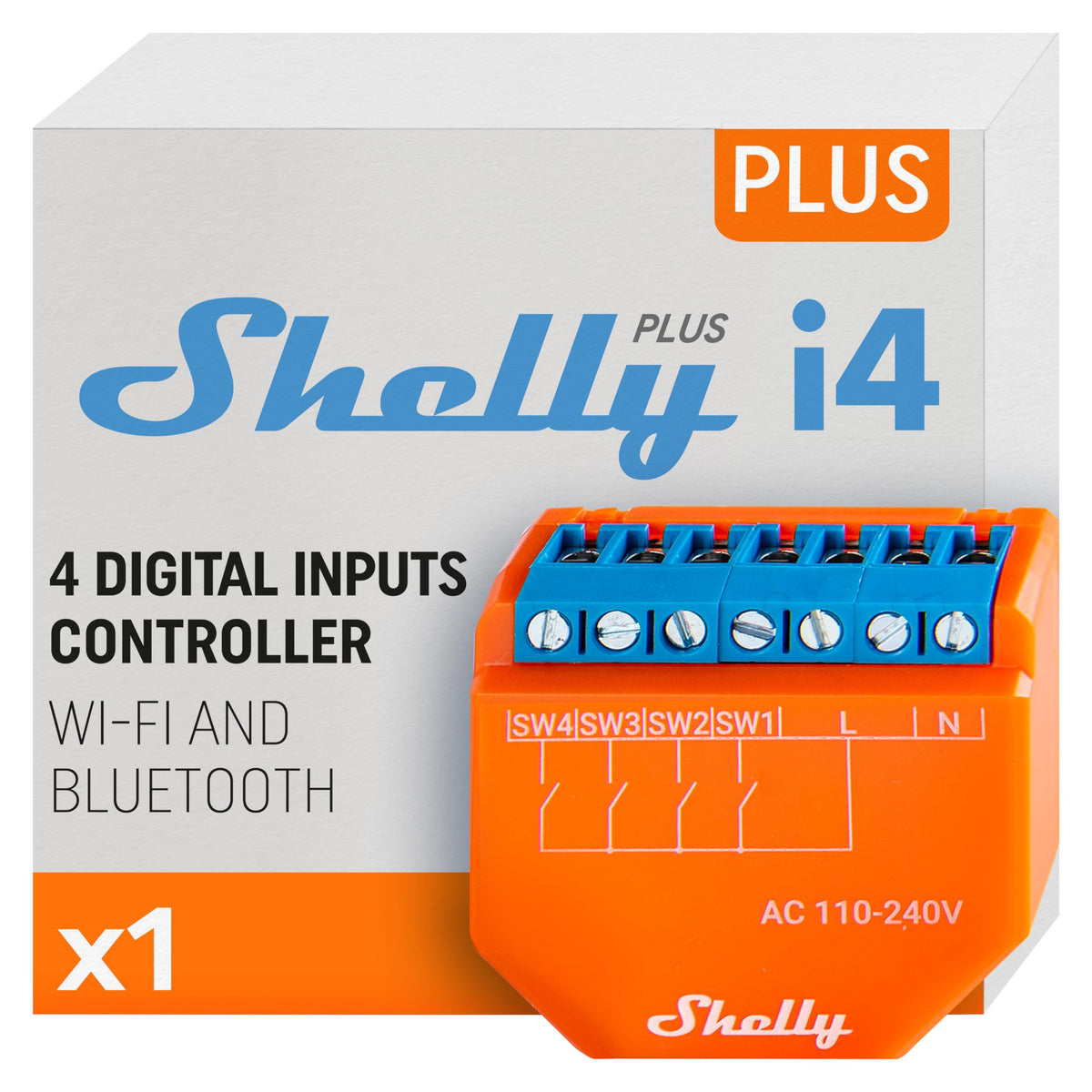 Shelly Plus I4 Ul | Wifi & Bluetooth Smart 4 Digital Inputs Controller Of Shelly Relays | Home Automation | Compatible With Alex