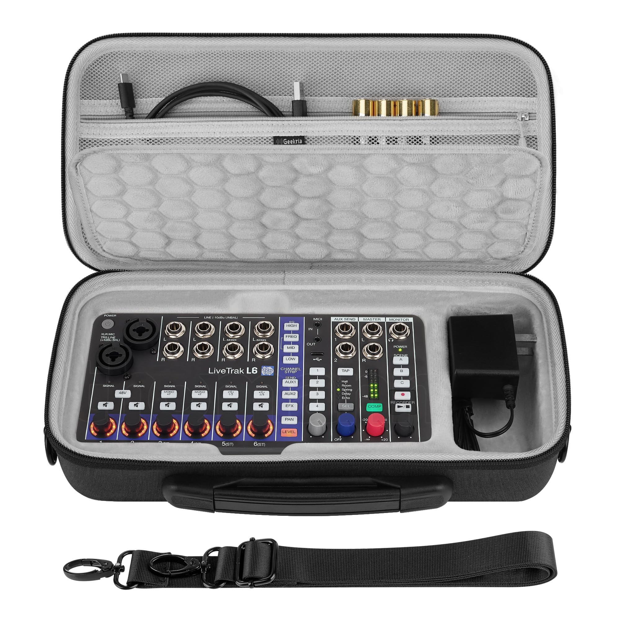 GEEKRIA Hard Shell Travel Case Compatible with Zoom LiveTrak L6 / L6 Digital Mixer, Audio Mixer Carrying Bag (Dark Gray)