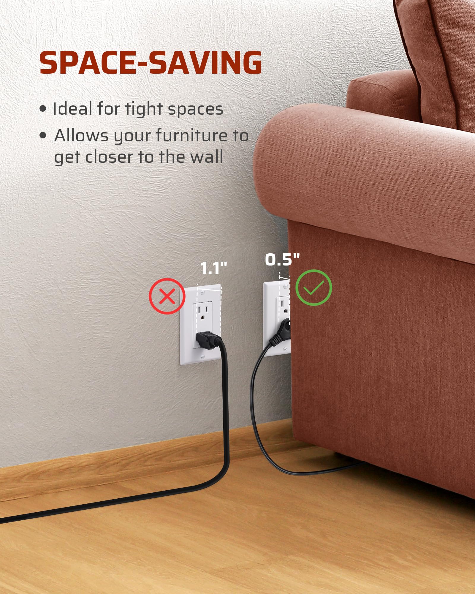 Dewenwils Christmas Extension Cord With Multiple Outlets, 12 Ft On/Off Foot Switch Power Cord, Angled Flat Plug, 2 Prong 3 Outle