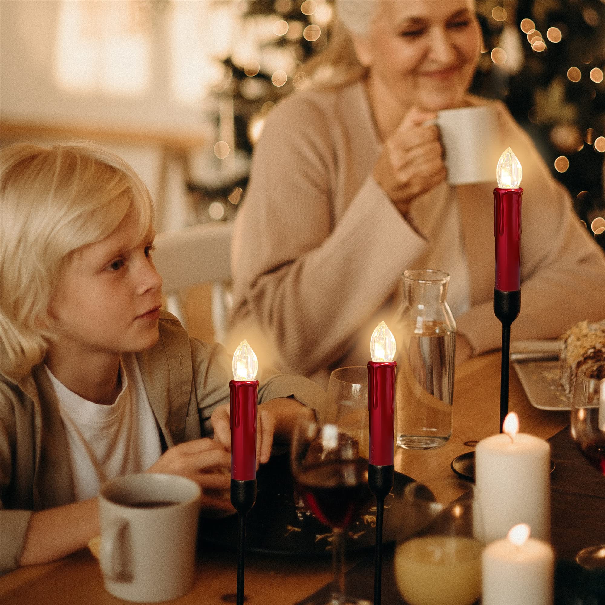 Gedengni Candlesticks Led Taper Candle,Red Remote Led Candle Sticks Battery Operated Chandelier Flameless Candles With Clip,Flic