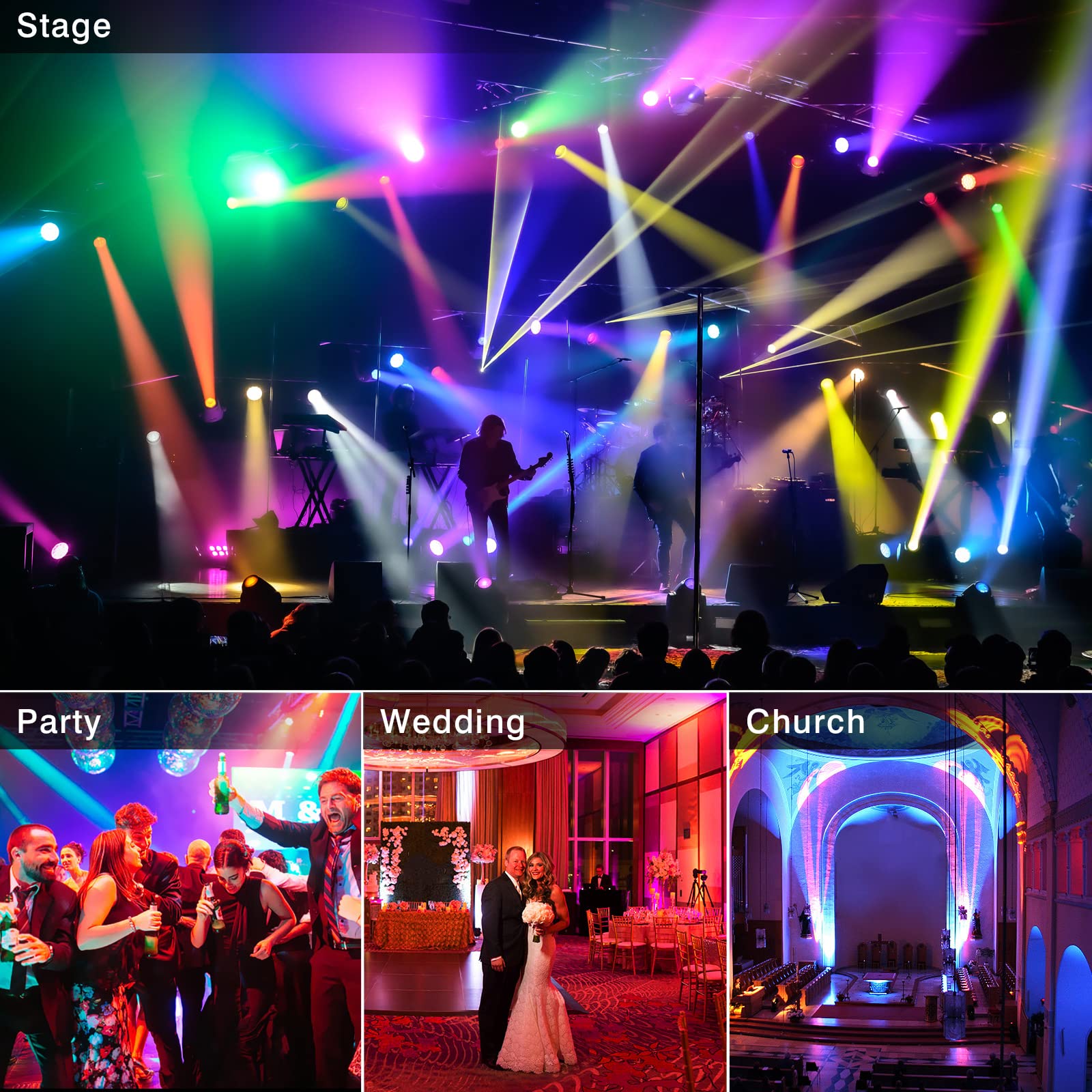 36Led Par Lights 4 Pack   36W Rgb Par Can Lights Remote Dmx Control Uplighting For Events Wedding Christmas Party Dj Music Dance