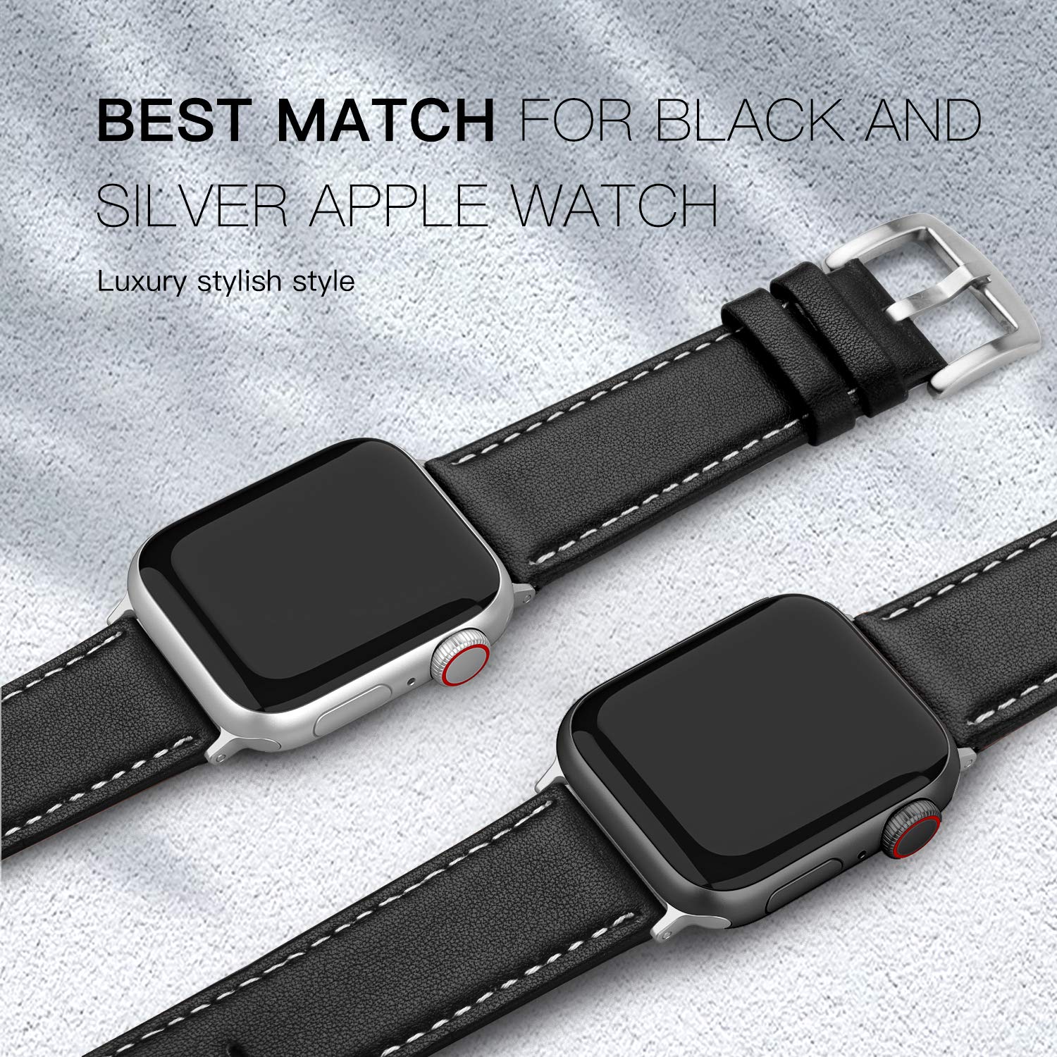 Edimens Leather Bands Compatible With Apple Watch 42Mm 44Mm, Genuine Leather Vintage Strap Classic Buckle Compatible With Apple