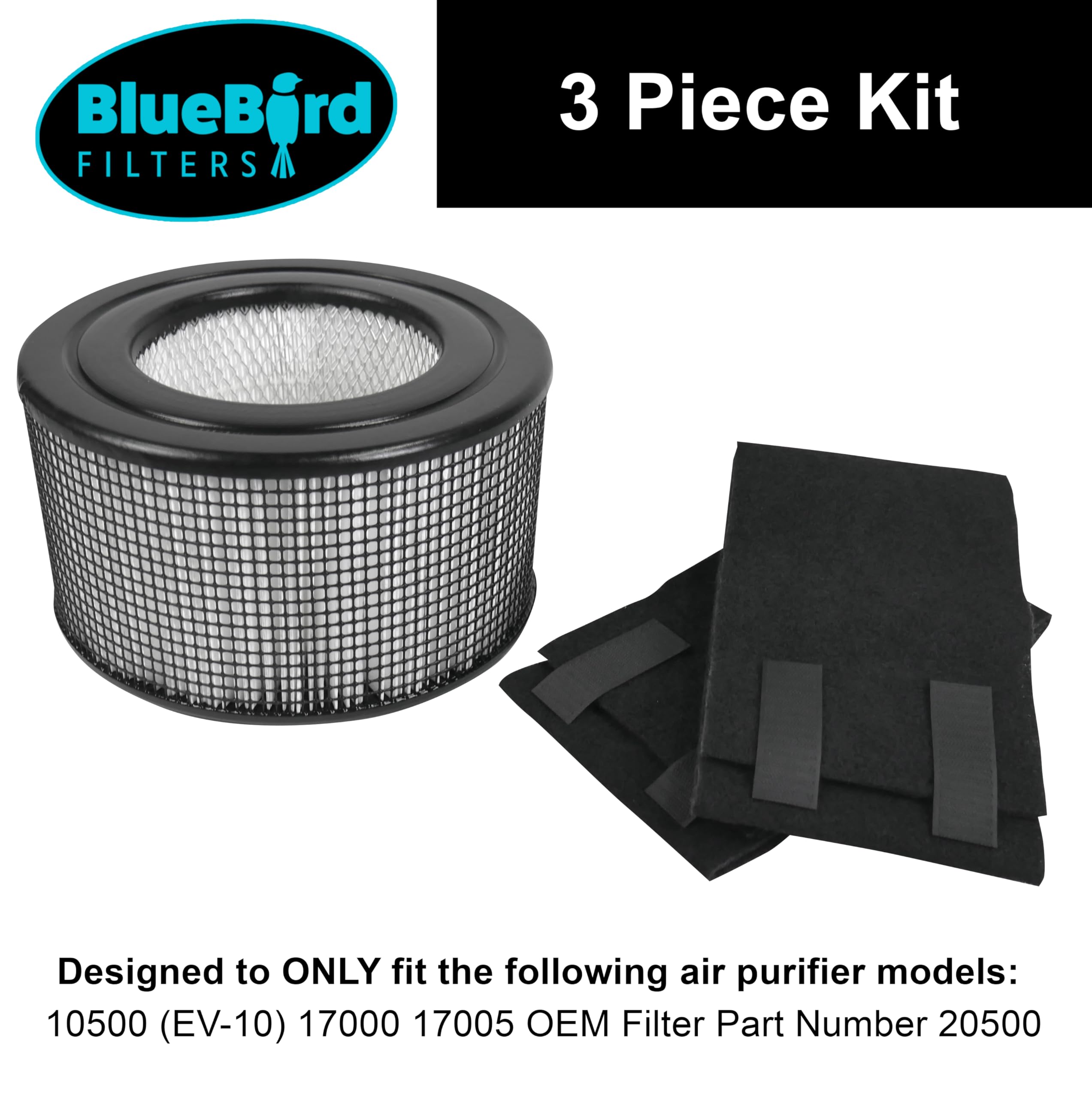 Bluebird Filters Replacement Hepa Filter & Carbon Pre Filter Kit For Honeywell 10500 (Ev 10) 17000 17000 S 17005 Oem Part Number