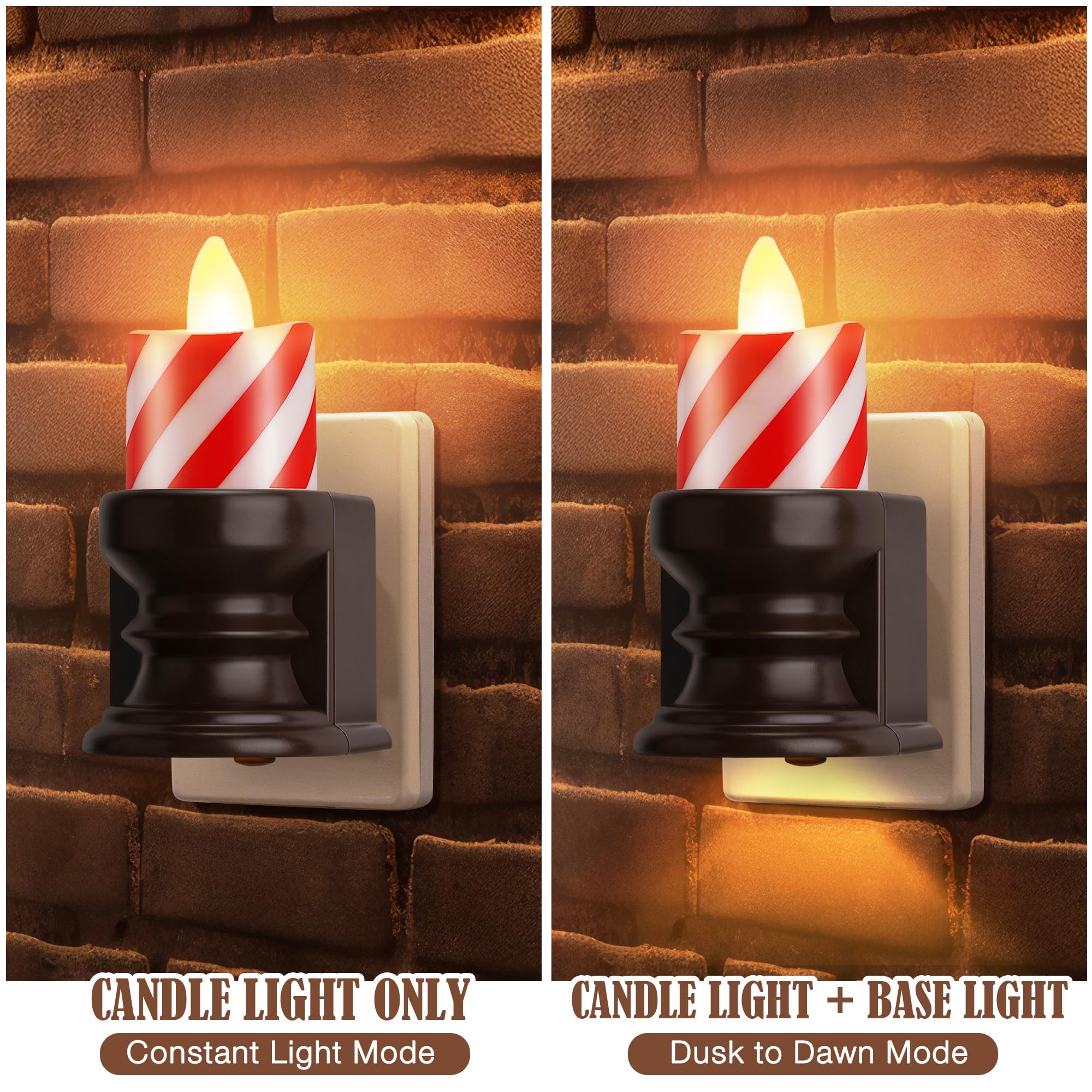 Meonum Flameless Candle Night Light, Dimmable Night Light Plug In Wall, Led Candle Light With Light Sensor, Nightlight With Dusk