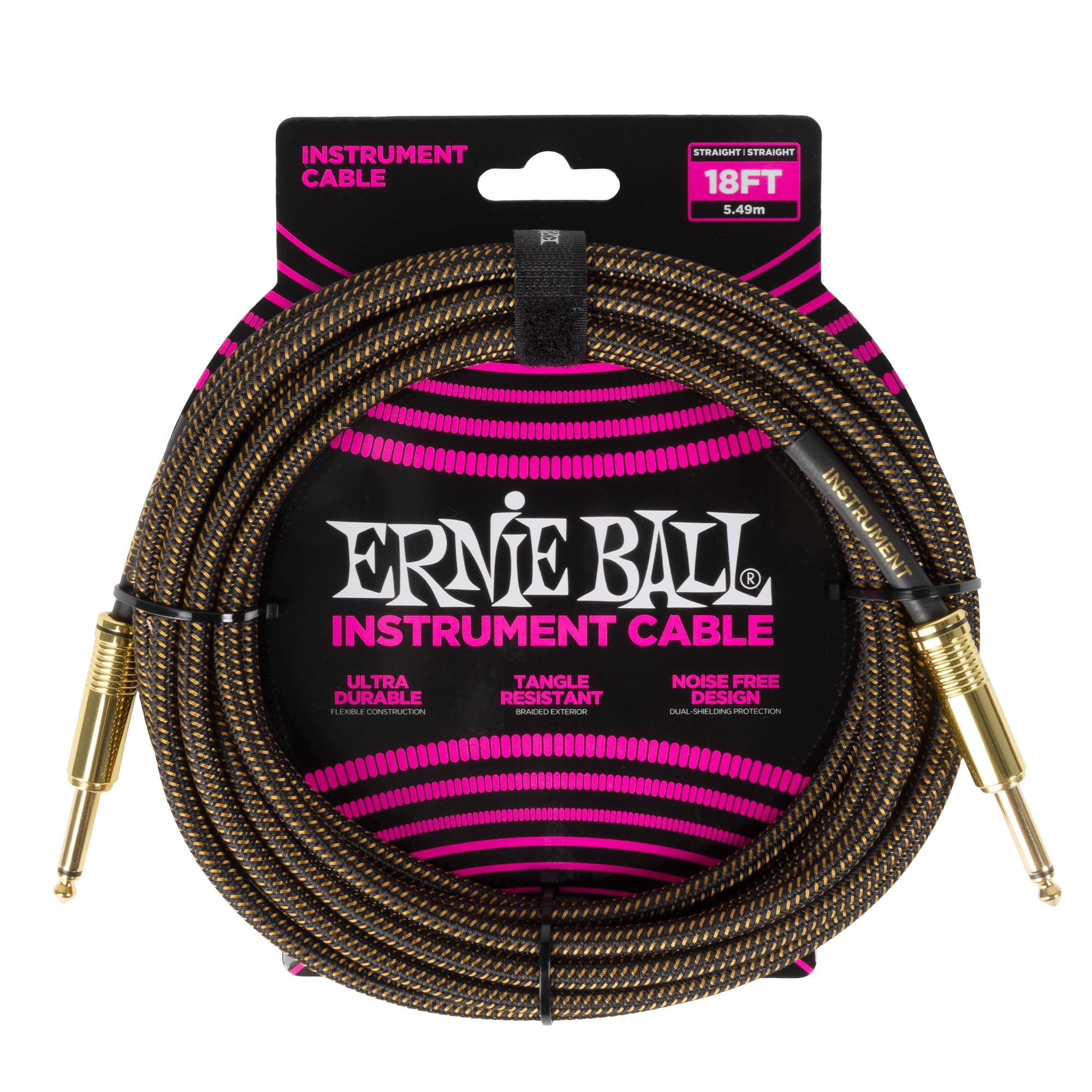 Ernie Ball Instrument Cable, 1/4'' Straight, Pay Dirt, 18Ft (P06432)