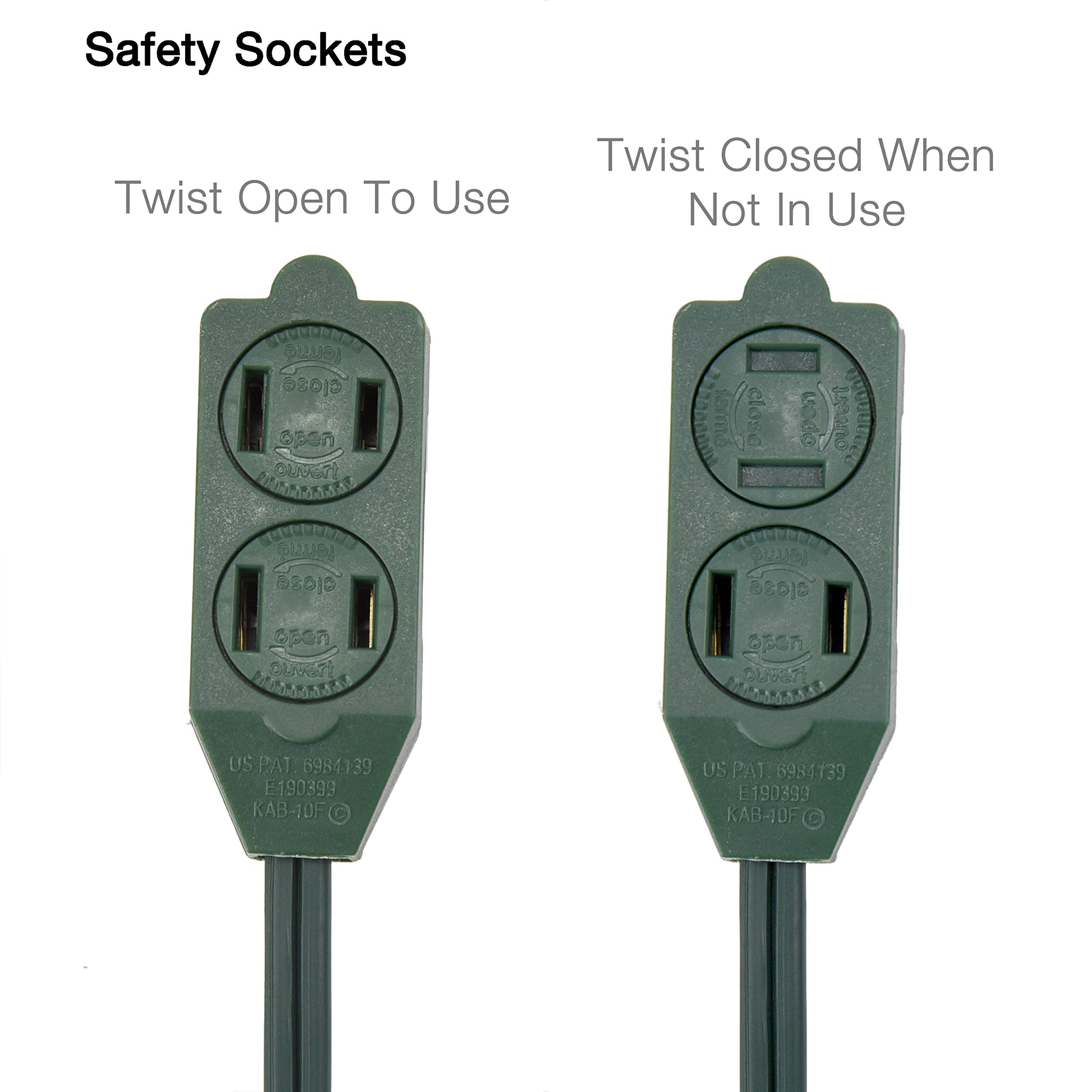 3 Outlet Extension Cord With Hand/Foot Switch And Light Indicator With Safety Twist Lock, 16/2, 8 Feet Green, Ul Listed