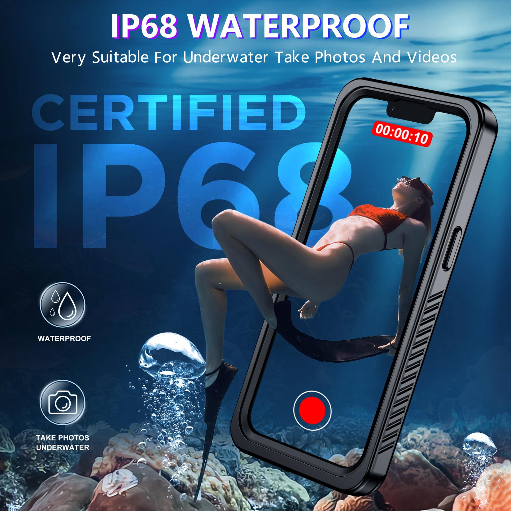 Red2Fire 2024 New Designed For Iphone 13 Case Waterproof,[Compatible With Magsafe][Built In Camera & Screen Protector][Full Body