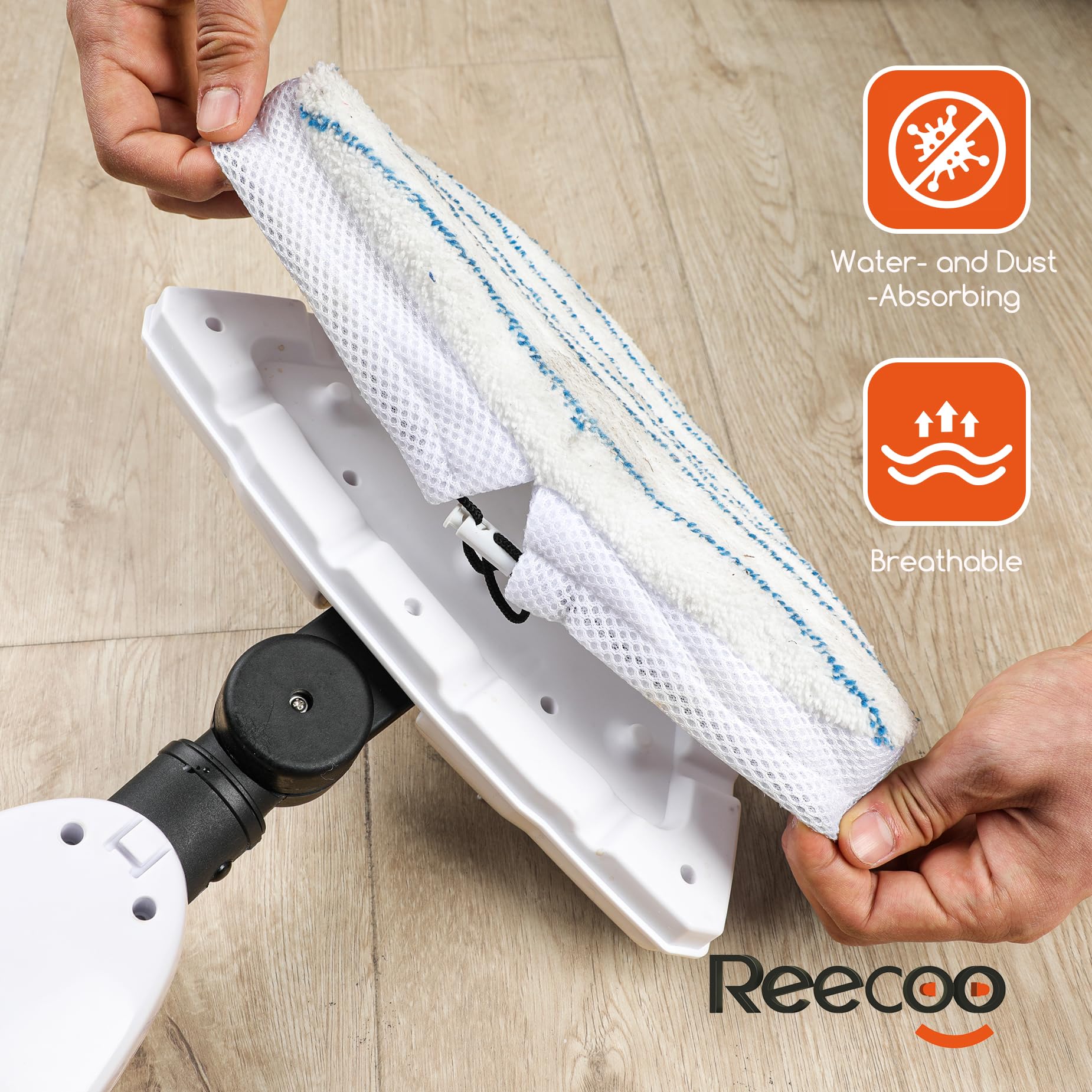 Reecoo Steam Mop With Attachments,20S Rapid Heating   260F/126C High Temperature Deep Cleaning,Lightweight Floor Steamer For Kit