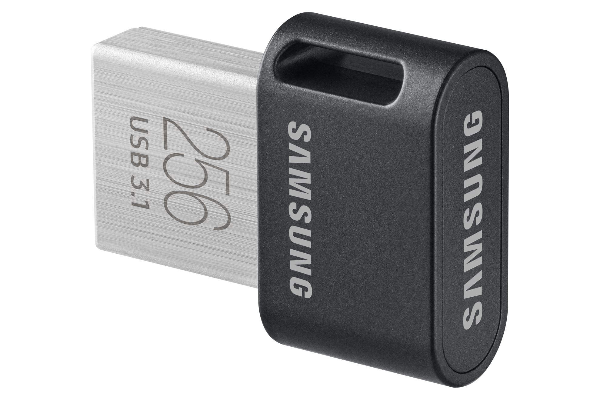 Samsung Fit Plus Usb Flash Drive Type A, 256Gb, 400Mb/S Read, 110Mb/S Write, Compact Usb 3.1 Flash Drive With Key Ring, Gray, Mu