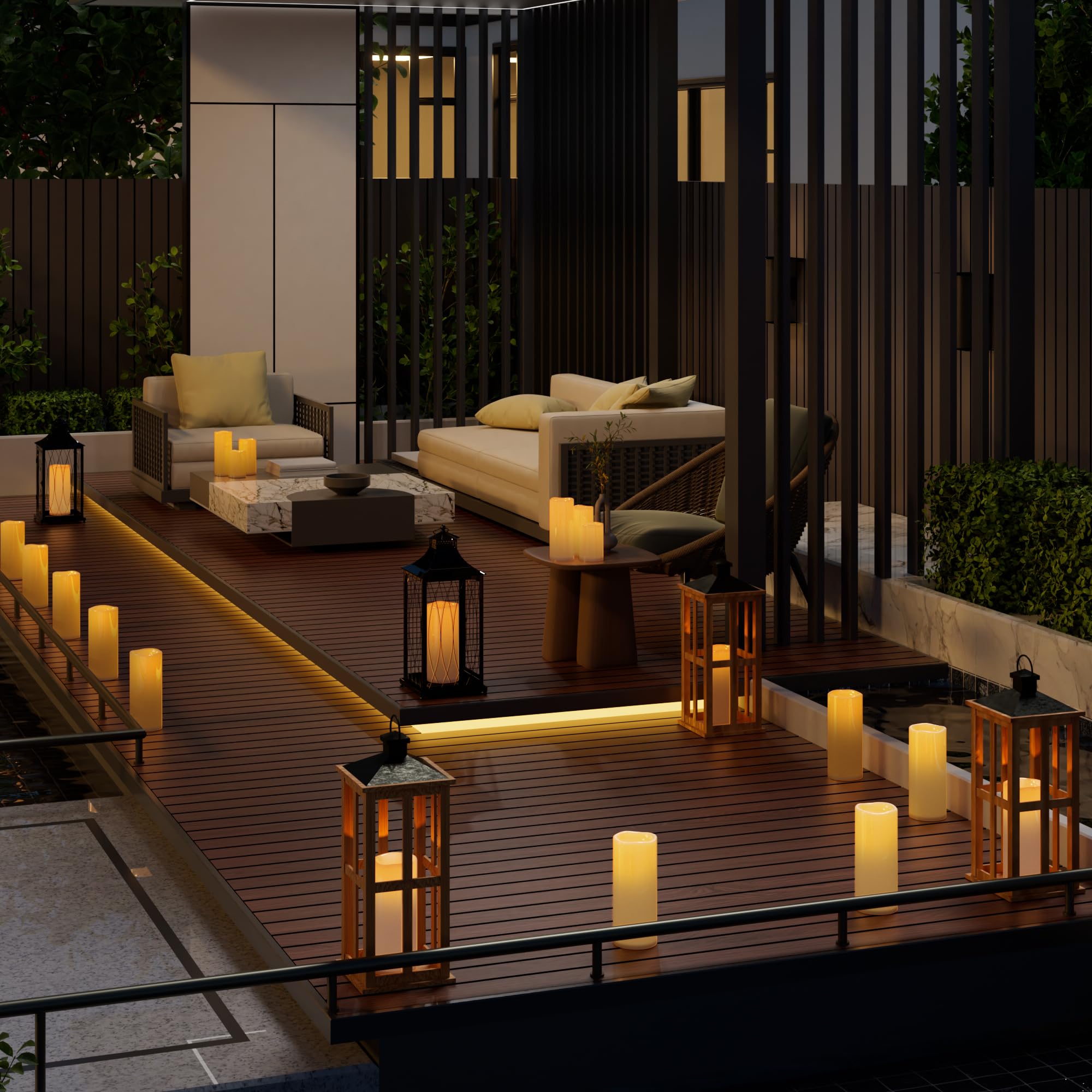 Yongmao 12'' X 5'' White Large Waterproof Outdoor Flameless Candles Battery Operated Led Flickering Pillar Candles With Remote A