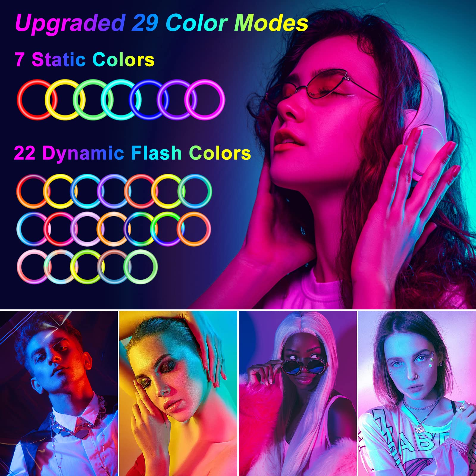 STALLY 12.3 RGB Ring Light with 75 Stand & Dual Phone Holders, 3 CCT & 29 Color Modes, Remote Shutter - Perfect for Live Streaming & Makeup