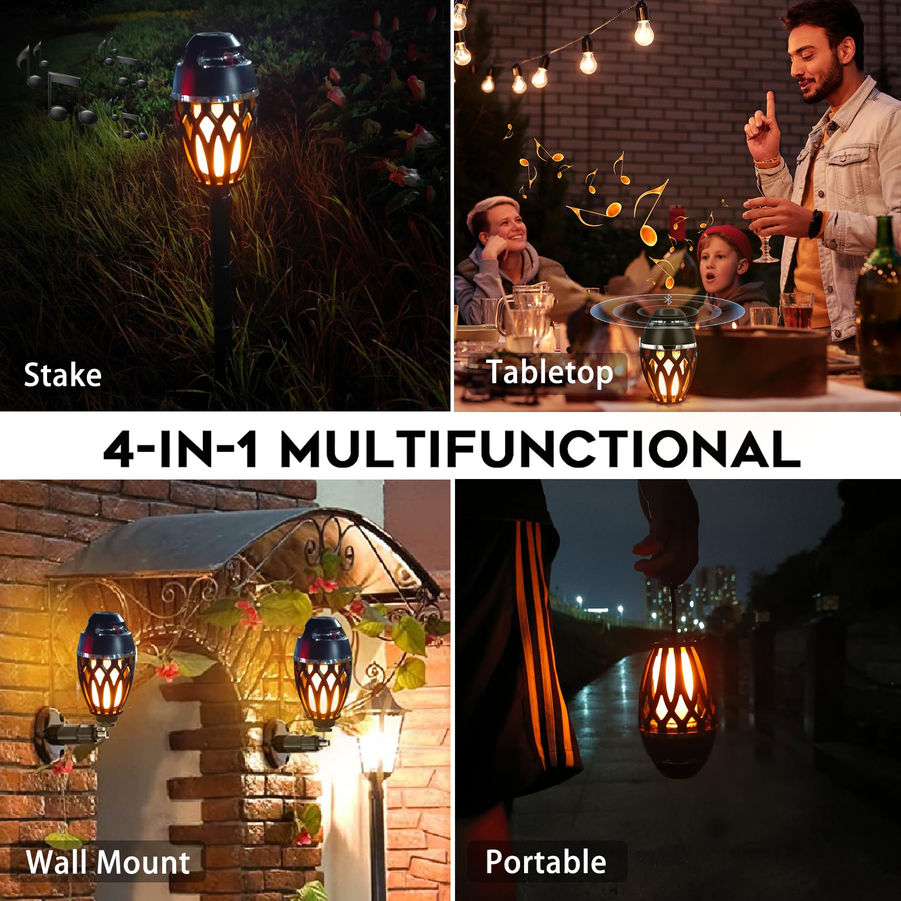 Skyk Led Flame Speaker,Tiki Torch Atmosphere Light Speakers,Outdoor Bluetooth 5.0 Wireless Portable Waterproof Speaker For Porch