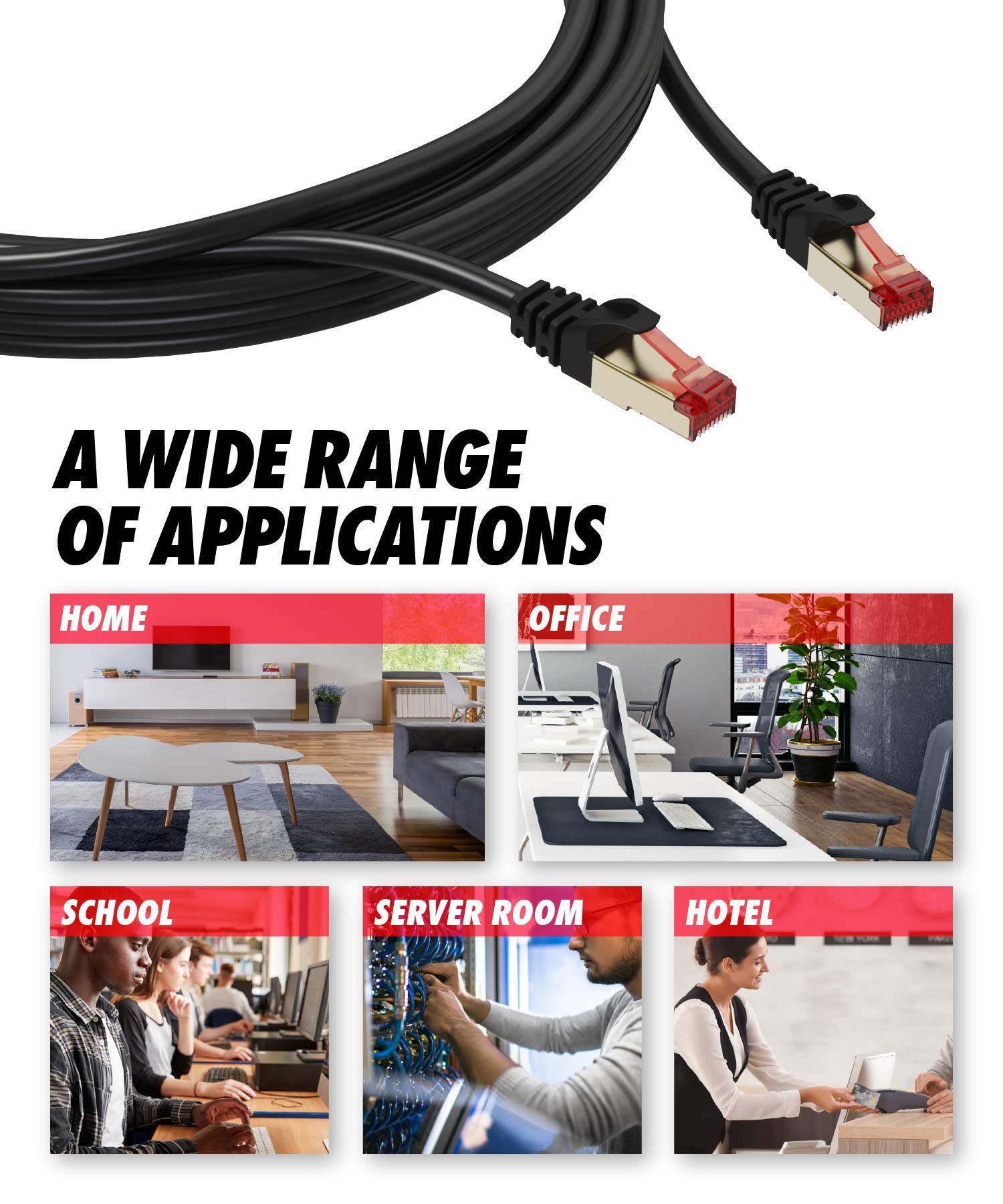 Cat 8 Ethernet Cable 6Ft, High Speed Cat8 Internet Wifi Cable 40 Gbps 2000 Mhz, Rj45 Connector With Gold Plated, Weatherproof La