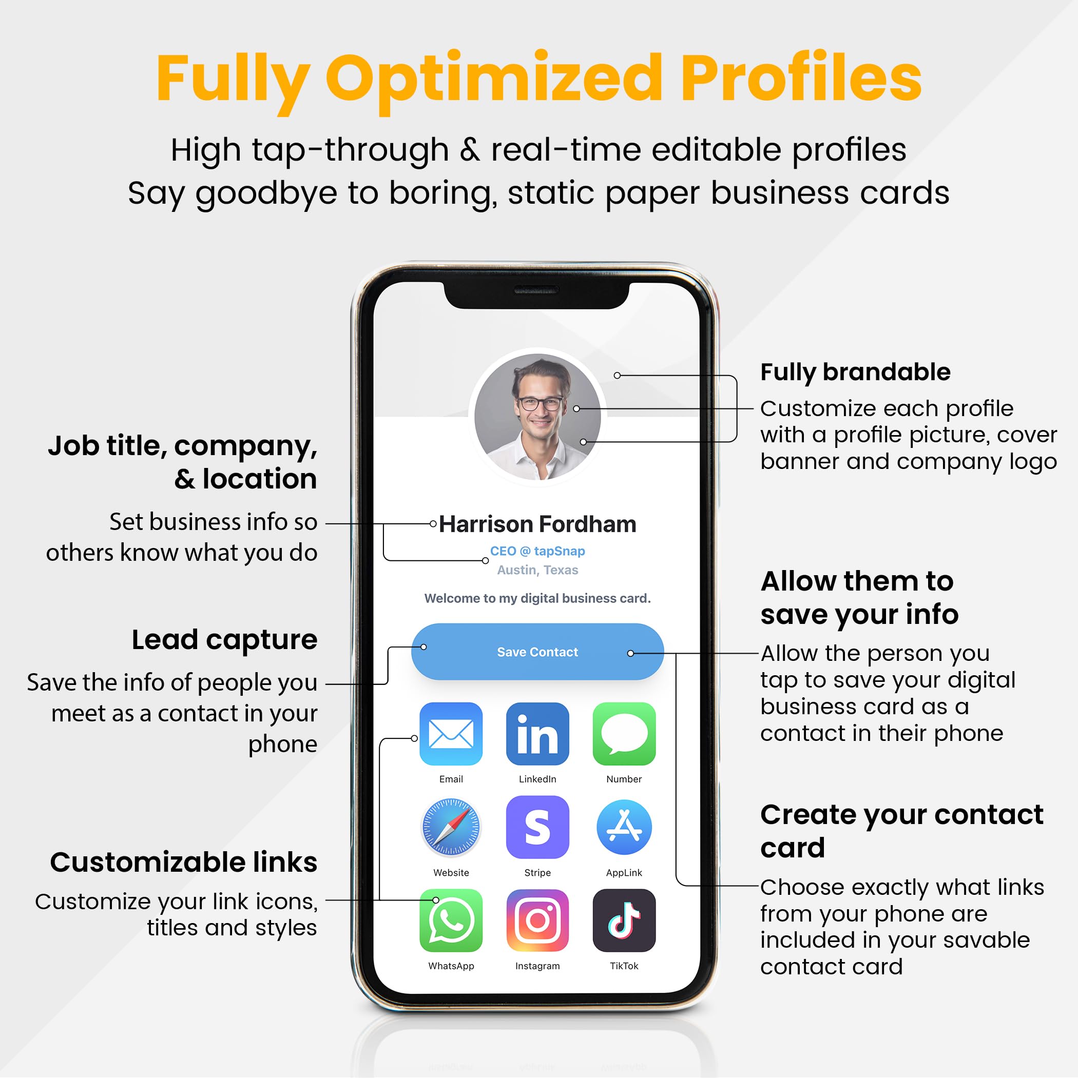 Tapsnap Dot Thin Digital Business Card For Back Of Phone   No Subscription   Instantly Share Contact Info, Socials & More   All