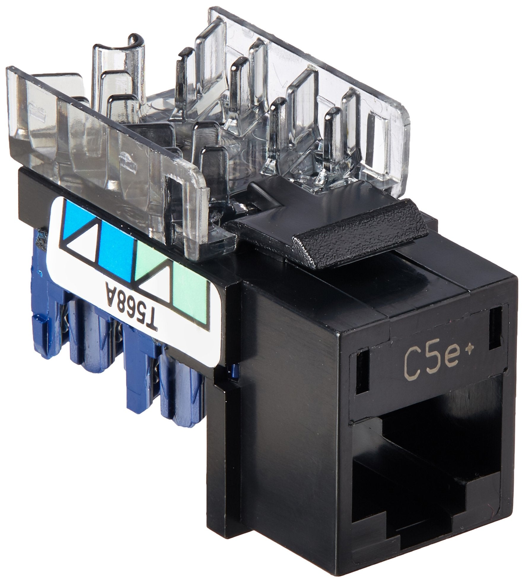 Hubbell HXJ5EBK XCELERATOR Series RJ Jack, CAT5E, 8 Position, Universal 586A/B Wiring, Black