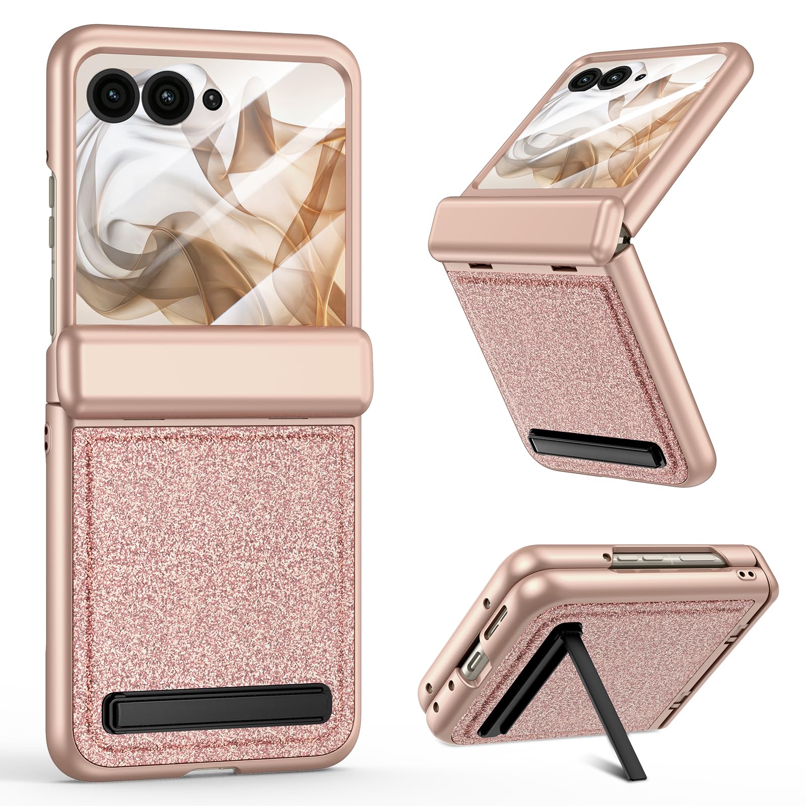VEGO for Motorola Razr 2026 Case with Stand, Moto Razr 2025/2024 Case with Hinge Protection & Built-in Screen Protector & Kickst