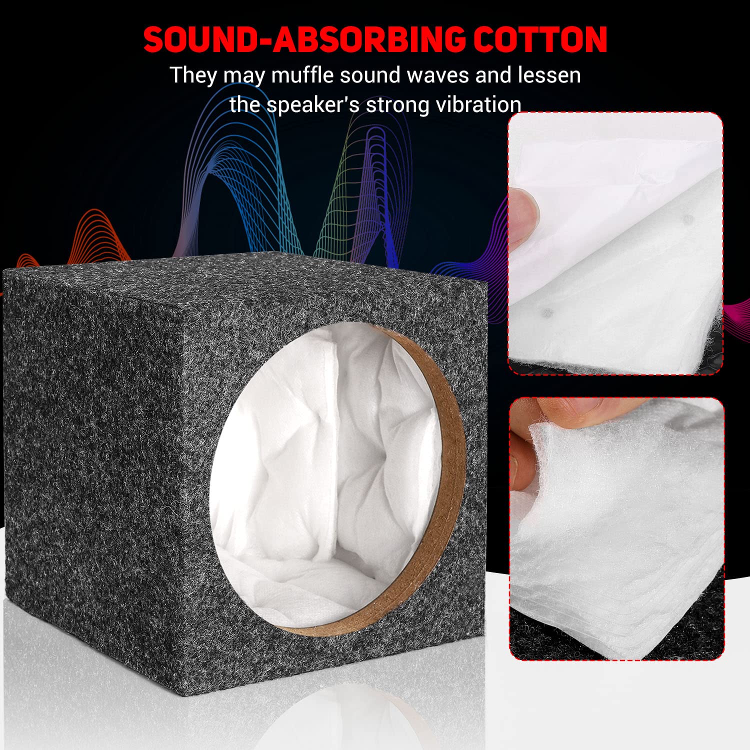 Facmogu 10In Gray Carpet Unloaded Box, Vented Speaker Enclosure With Great High Density Fibreboard Sturdy Construction, Ported Subwoofer Box With Sound Absorbing Cotton & Premium Carpeted Finish