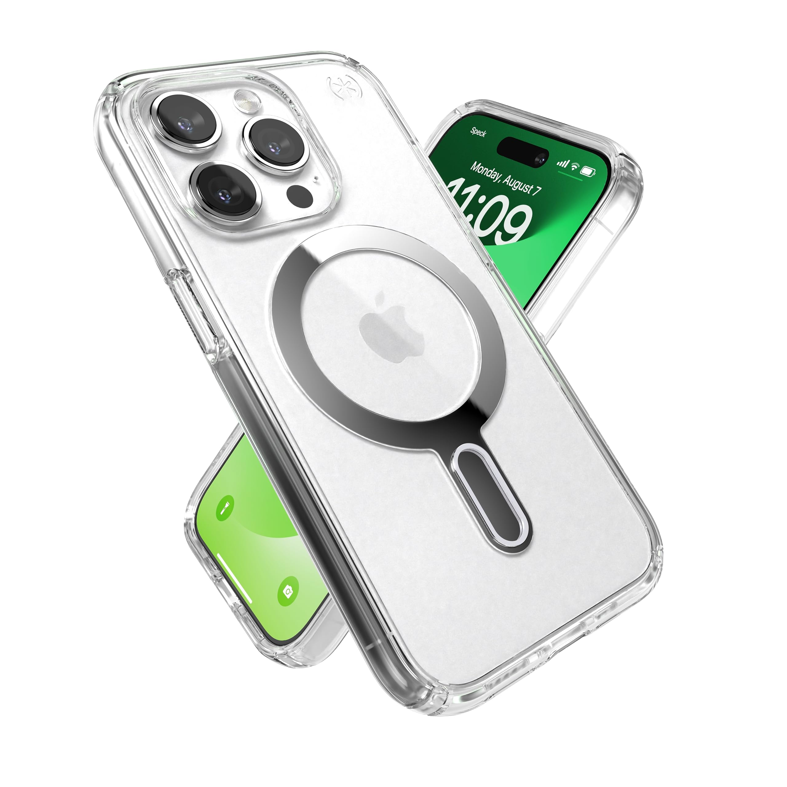 Speck Clear iPhone 15 Pro Case - ClickLock No-Slip Interlock, Built for MagSafe, Drop Protection - Scratch Resistant, Anti-Yello