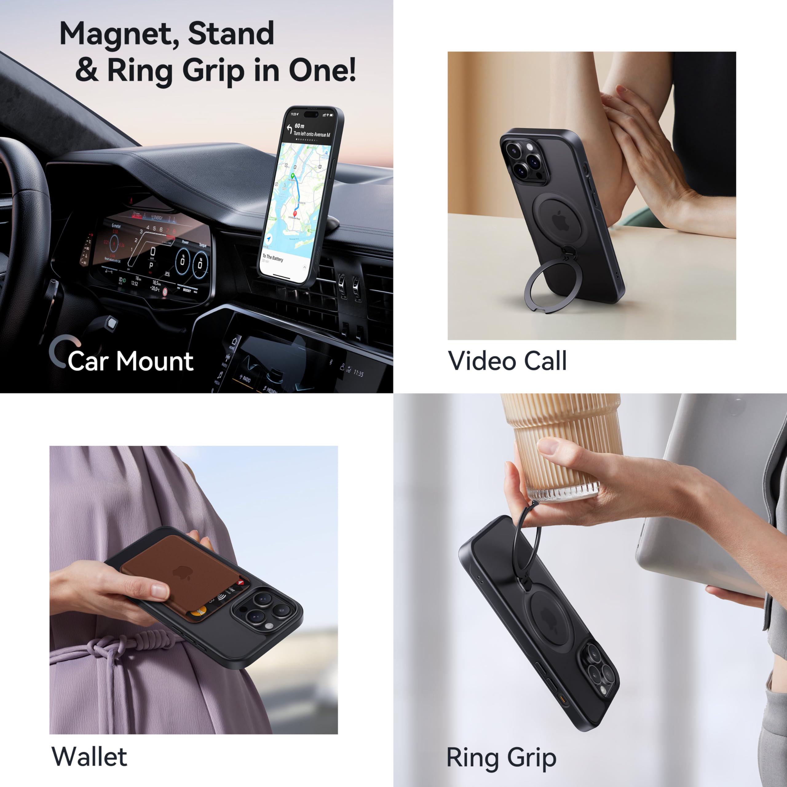 Casekoo Patented 360 Spin Magnetic Stand For Iphone 14 Pro Max Case [Military Drop Protection] [Compatible With Magsafe] Matte T