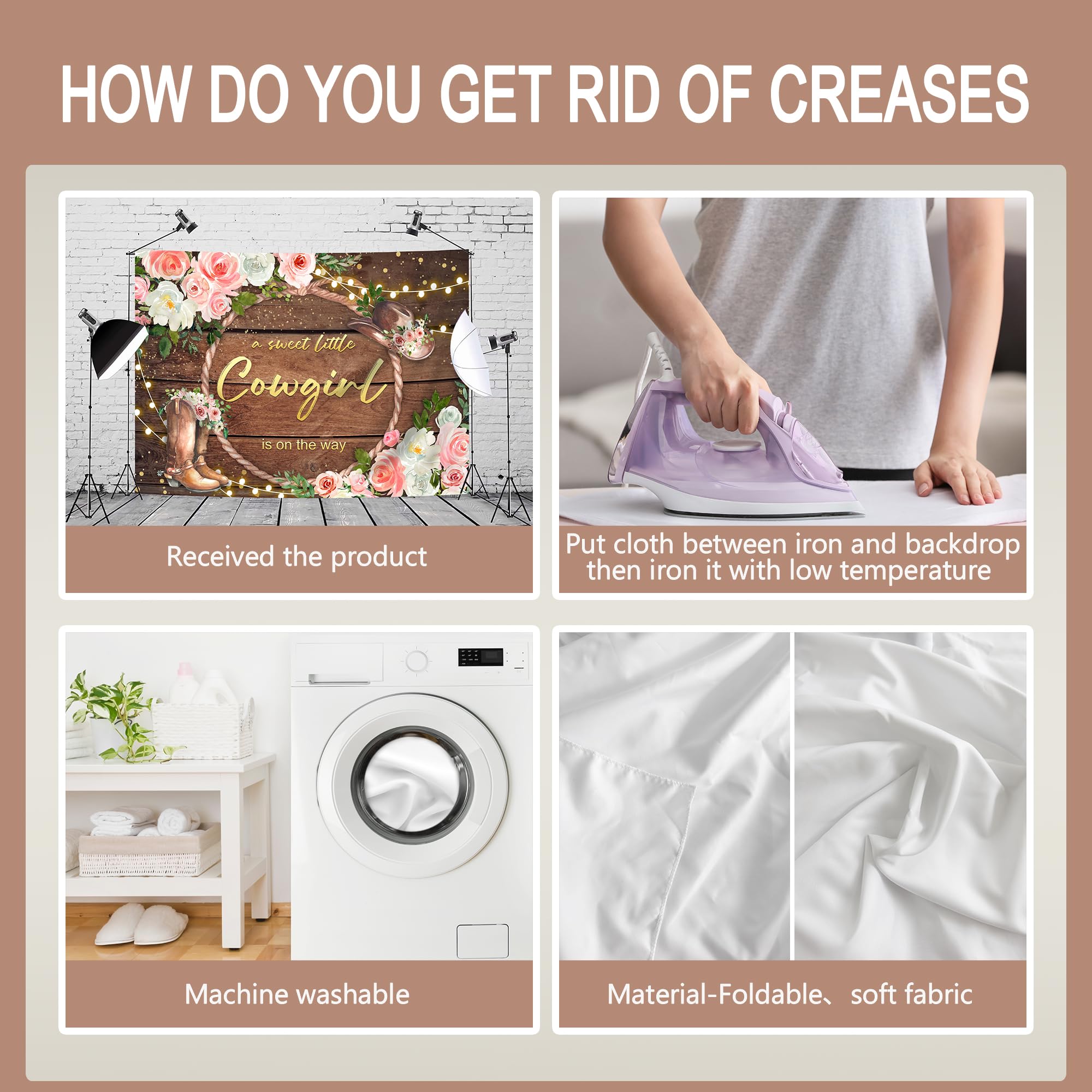 Svbright Western Cowgirl Baby Shower Backdrop 7Wx5H Rustic Country Rural Wood Board Plank Pink Floral Retro Bohemian Hat Plant B