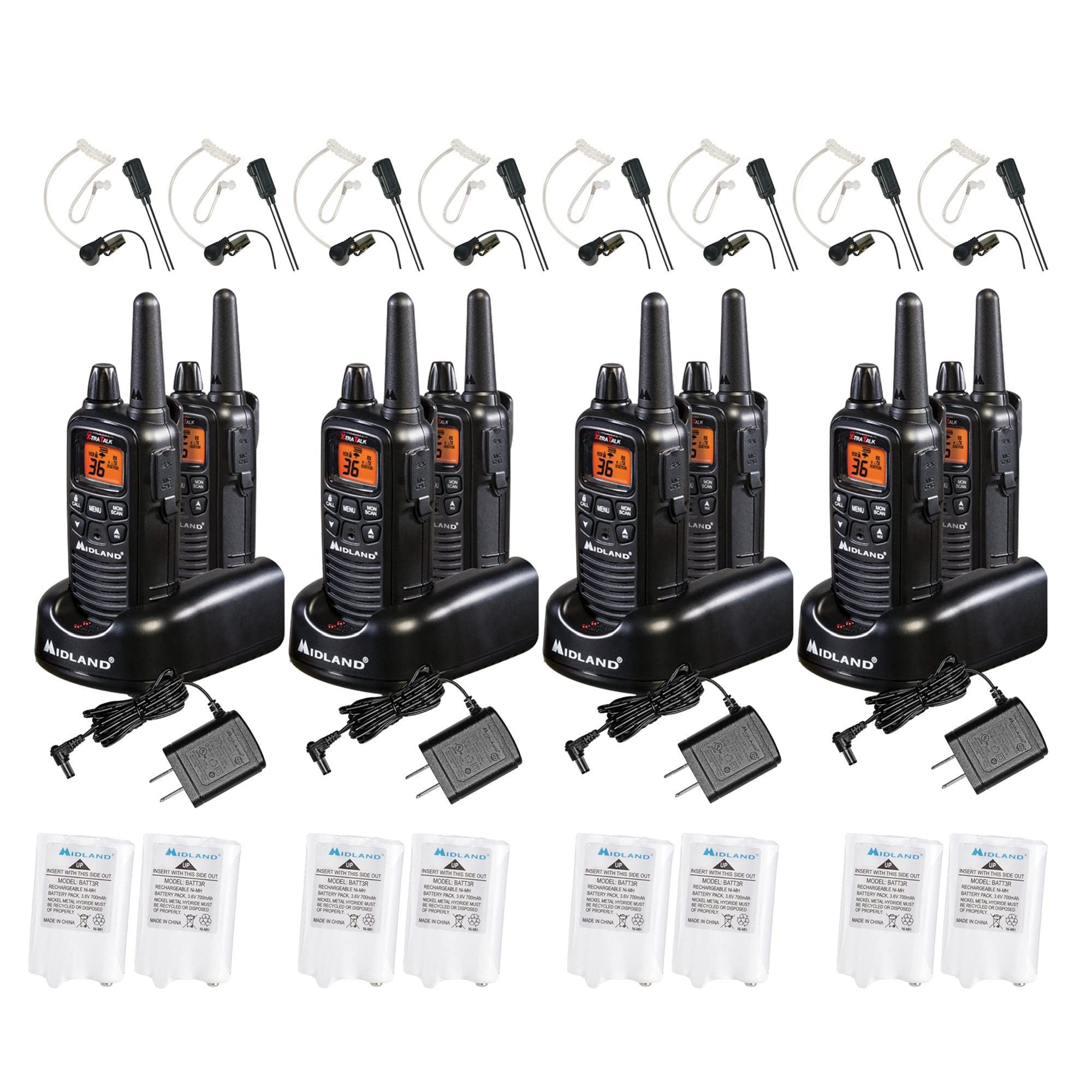 Midland Lxt600Bbx4 Frs Business Bundle Black 8 Pack With Headsets