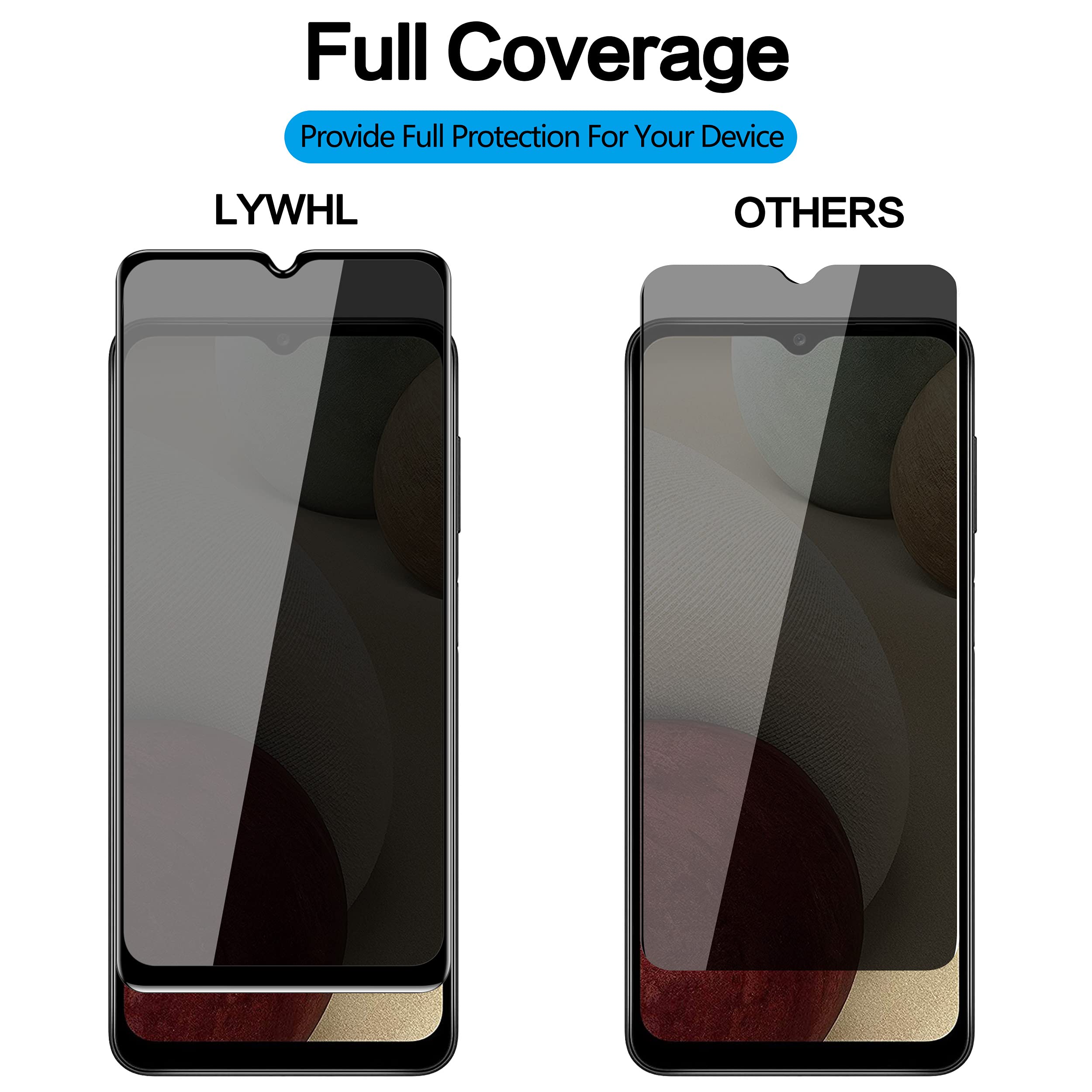 [2 Pack] For Samsung Galaxy A12 / A13 / A32 5G / A42 / A03S / A03 / A02S / A02 Screen Protector, Anti Spy Privacy Screen Protect