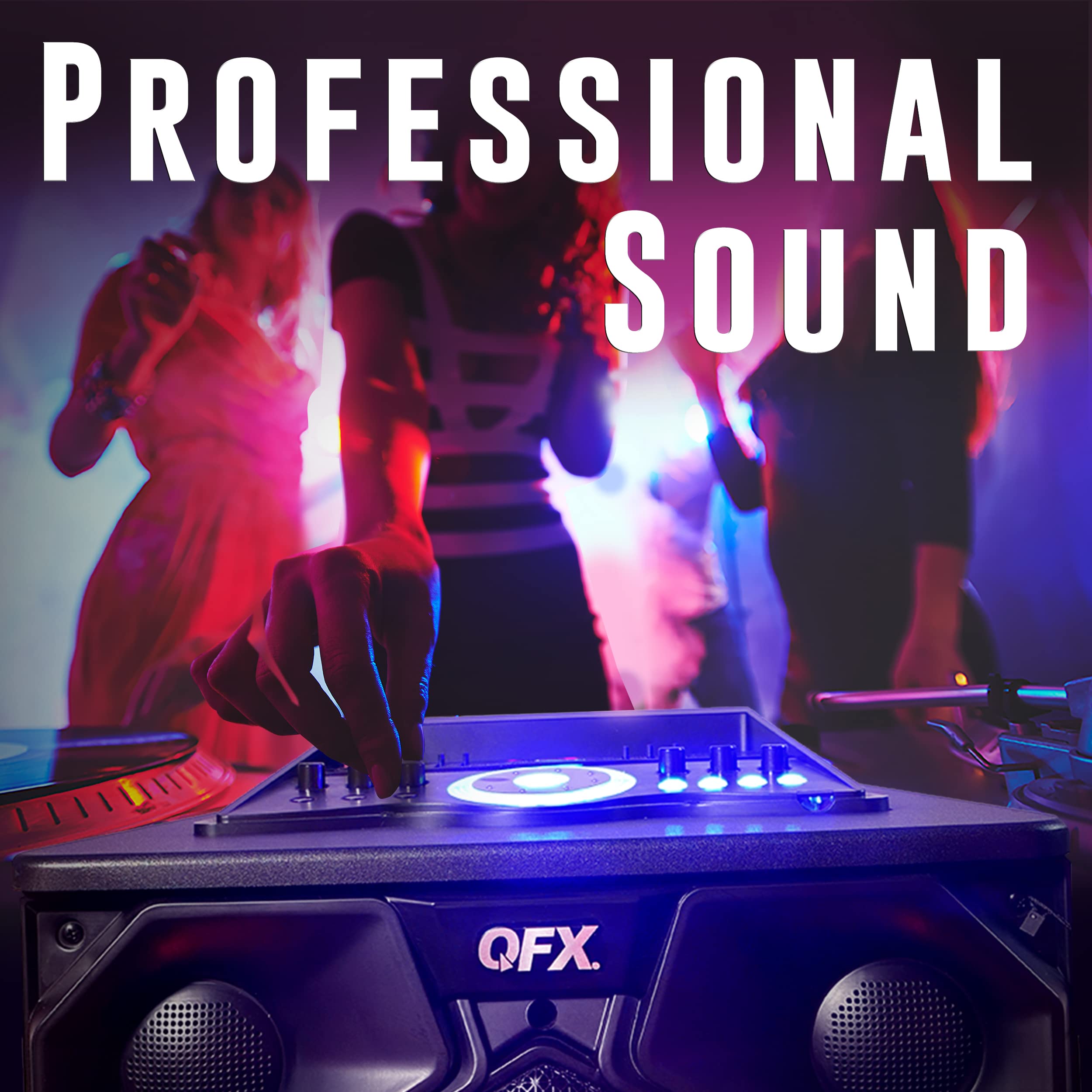 Qfx E 1500 Professional Large Bluetooth Speakers | Portable Pa Speaker System | Dual 15� Woofers, 1.5� Tweeter, And Party Lights