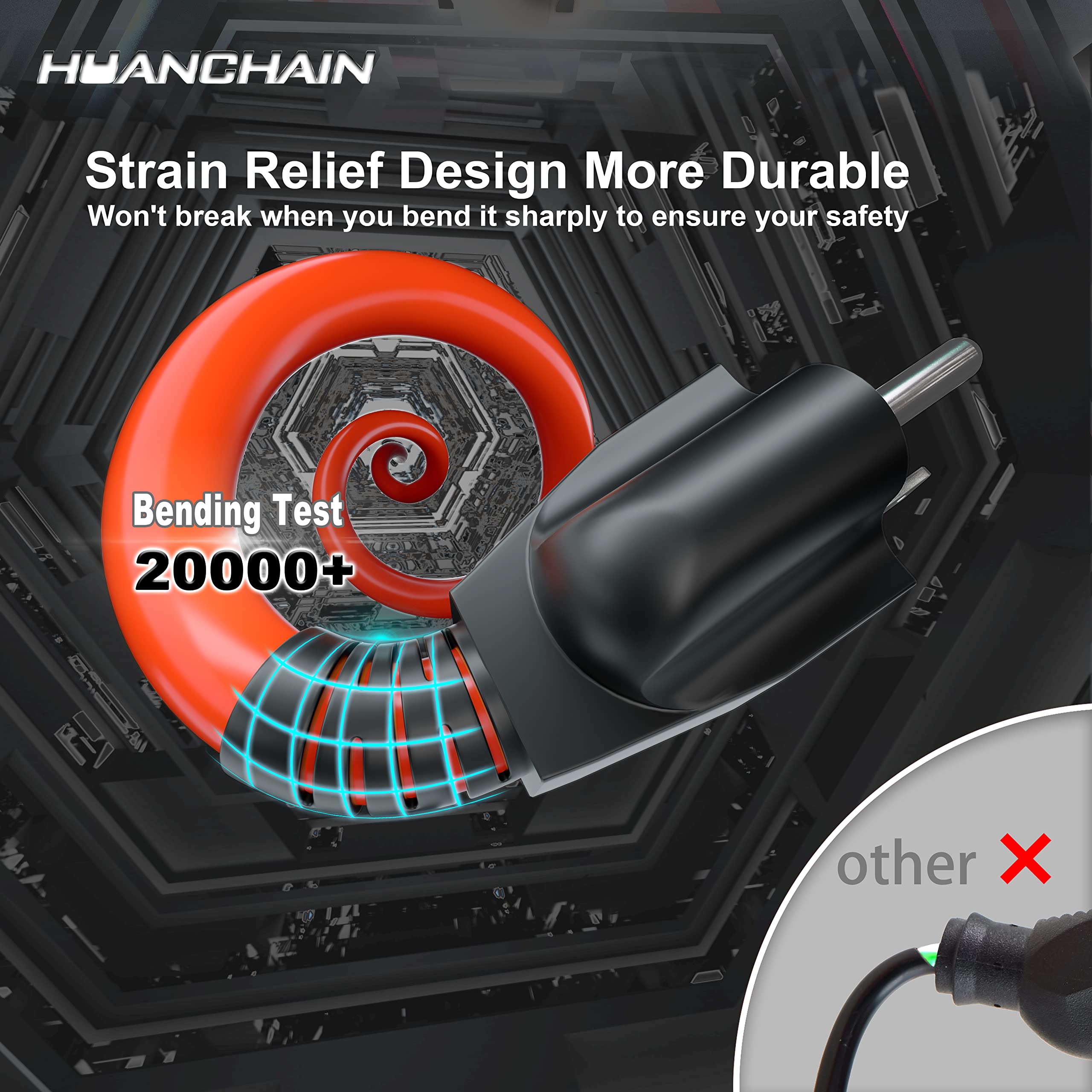 Huanchain 50 Ft 16 Gauge Indoor Outdoor Extension Cord Waterproof, Flexible Cold Weather 3 Prong Electric Cord Outside, 13A 1625