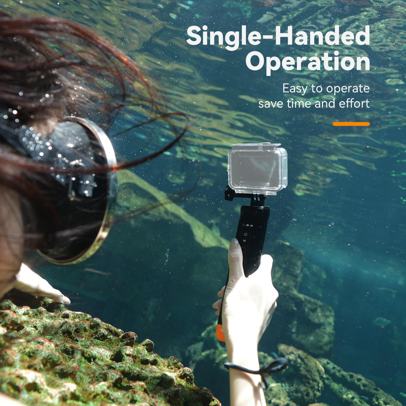 Floating Hand Grip With Remote Control Waterproof Monopod Compatible For Go Pro Hero13/12/11/10/9/8 Action Camera,Underwater Sno